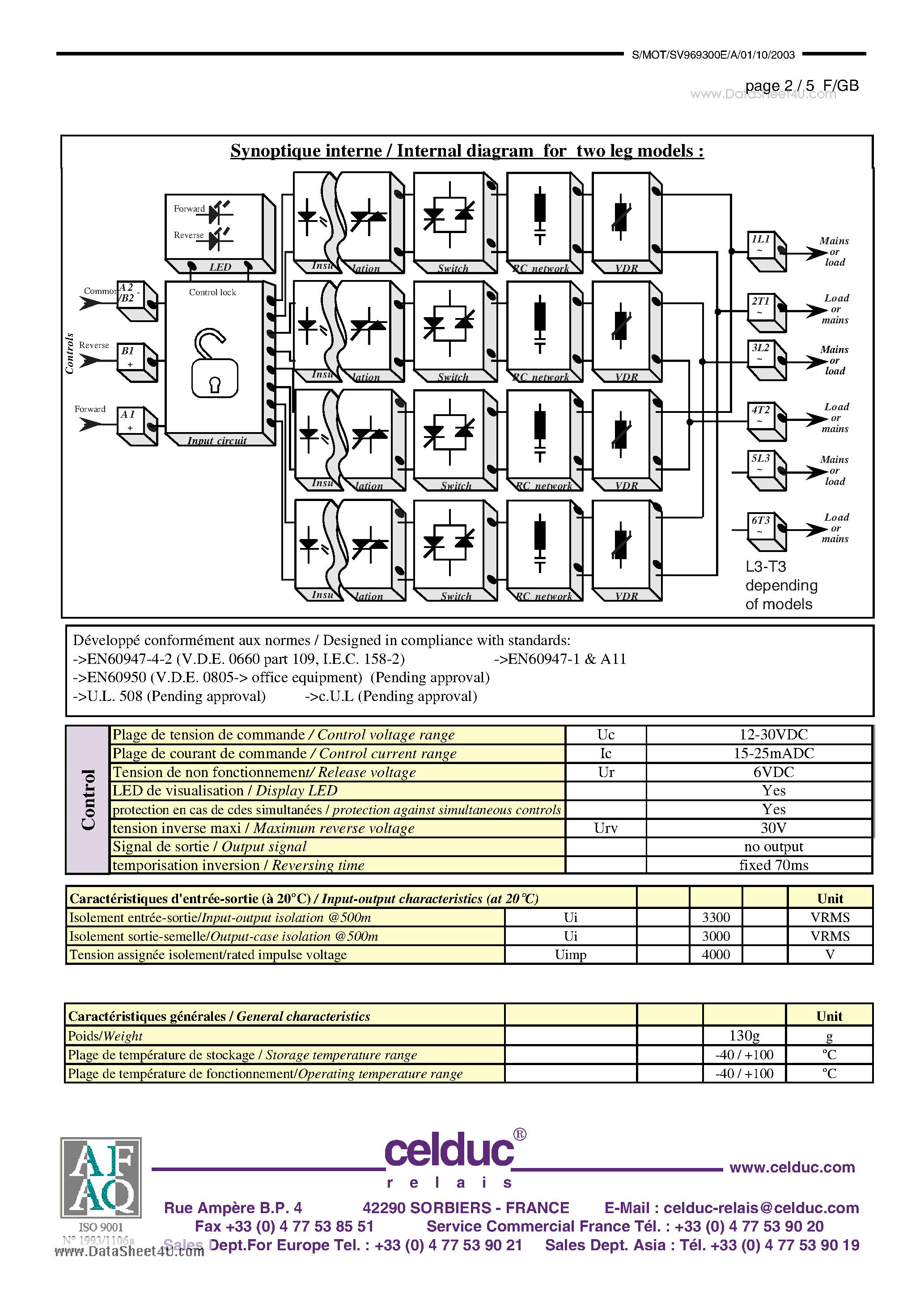 Даташит на микросхему SV969300E страница 2 Даташит SV969300E - Entraxe 47.5mm /4.7.5mm mounting страница 2