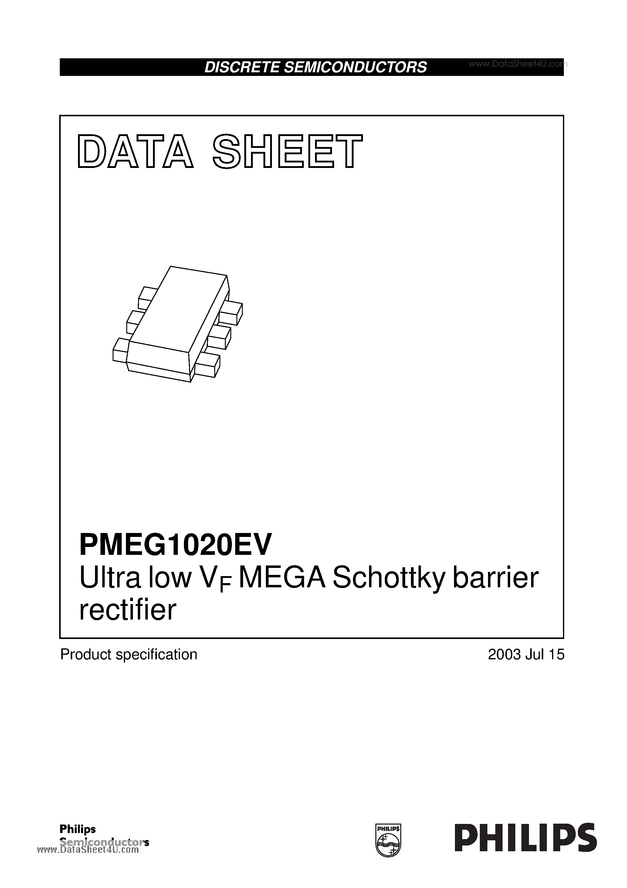 Даташит PMEG1020EV - Ultra low VF MEGA Schottky barrier rectifier страница 1