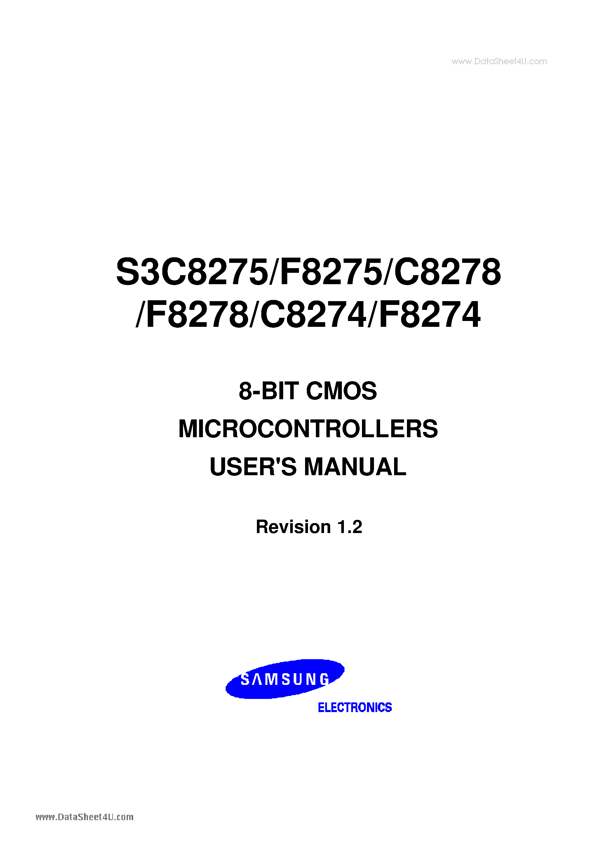 Даташит на микросхему S3C8274 страница 1 Даташит S3C8274 - (S3C827x) 8-BIT CMOS MICROCONTROLLERS страница 1