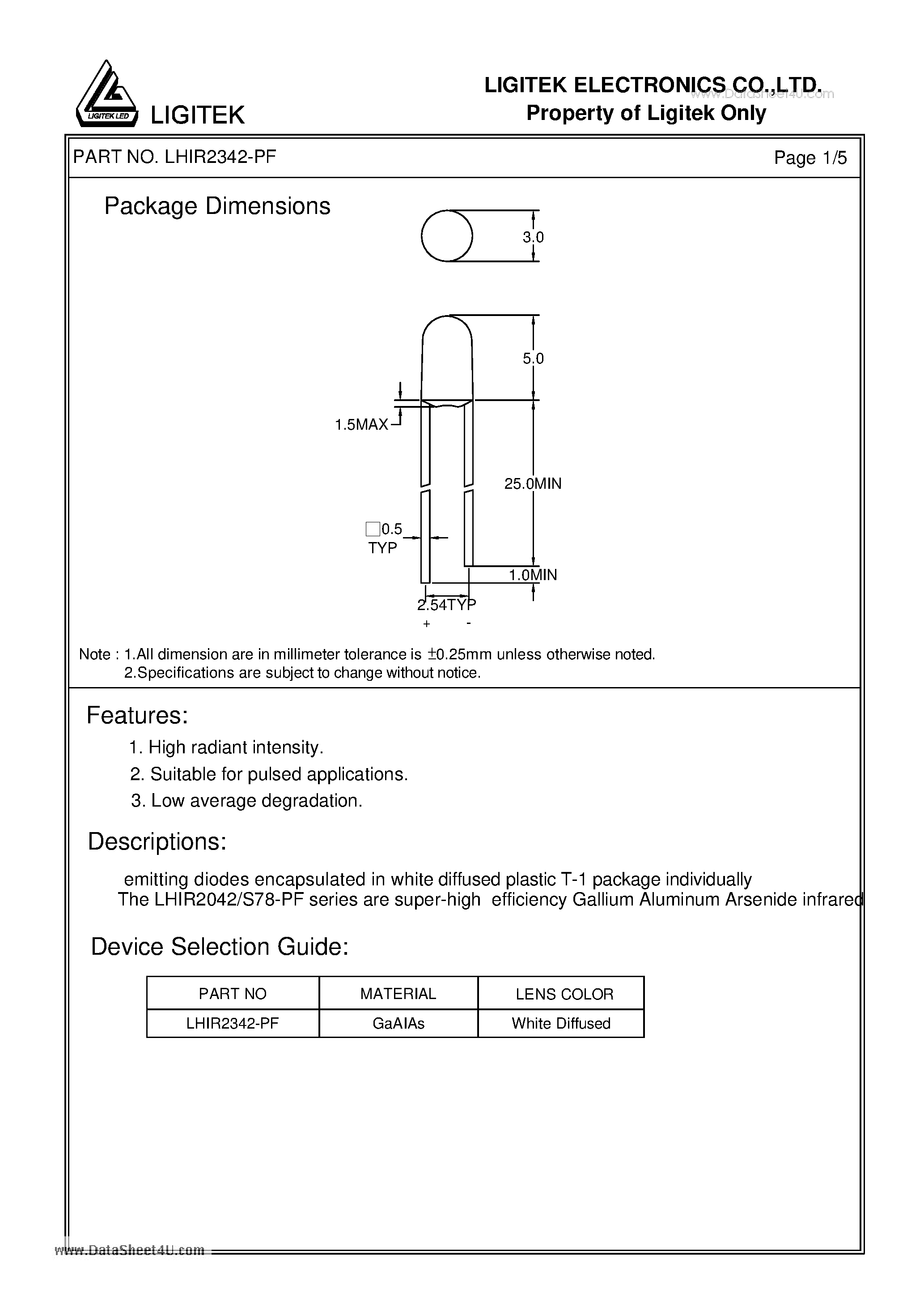 Даташит на микросхему LHIR2342-PF страница 2 Даташит LHIR2342-PF - INFRARED EMITTING DIODES страница 2