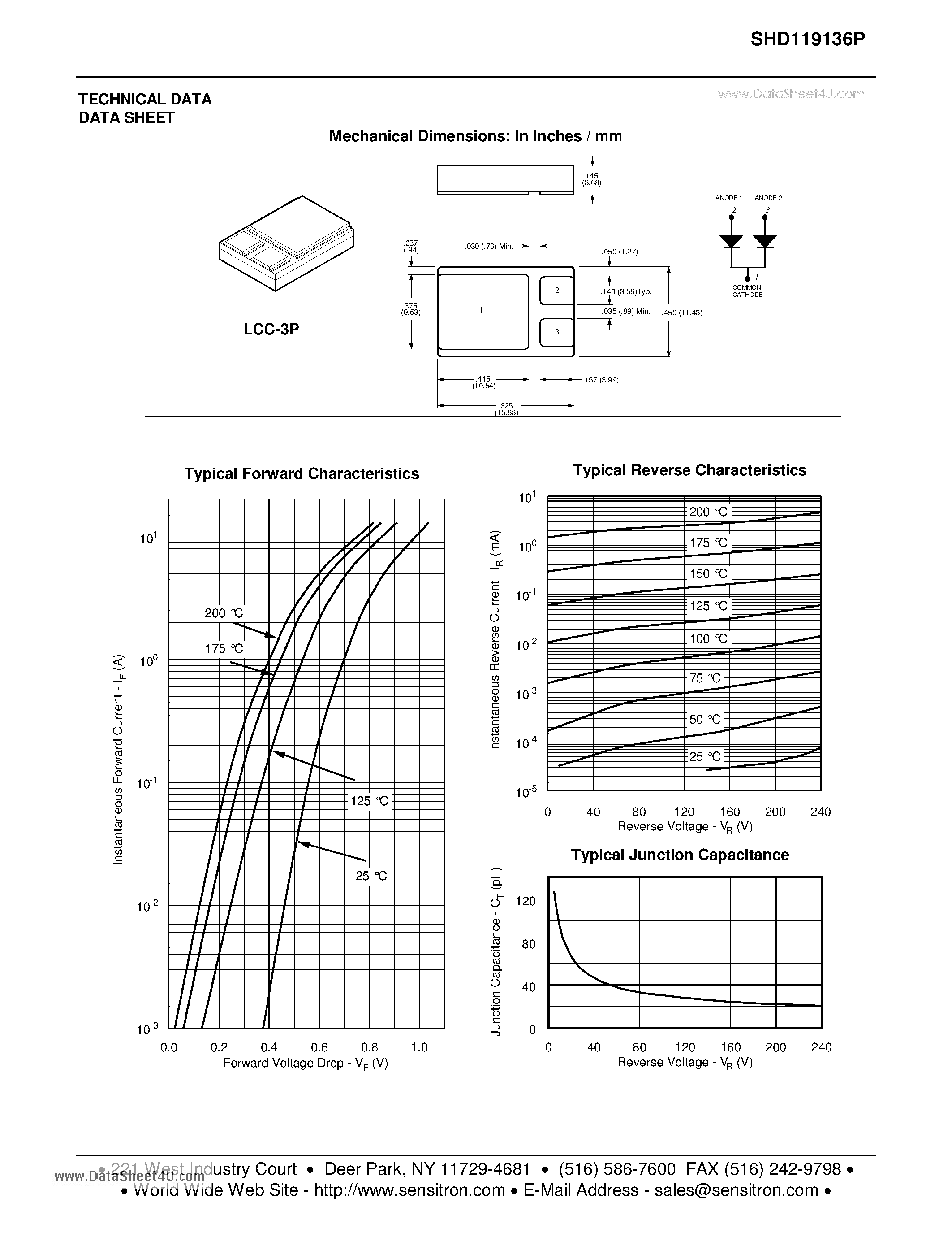 Datasheet SHD119136P page 2 Datasheet SHD119136P - ULTRA LOW REVERSE LEAKAGE POWER SCHOTTKY RECTIFIER page 2