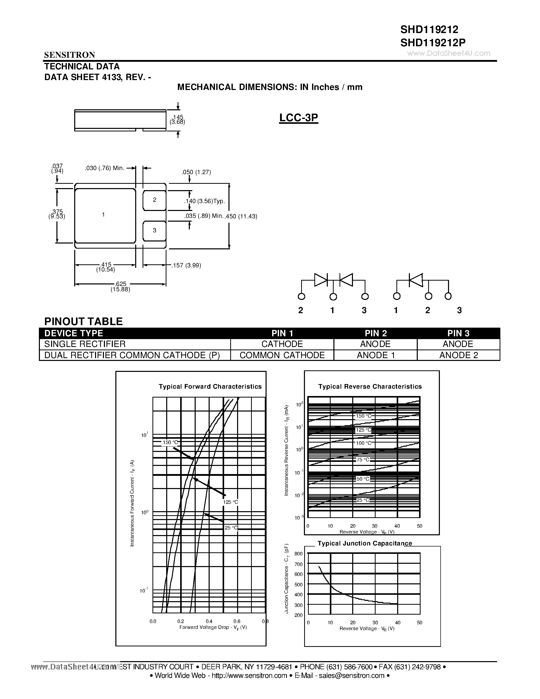 Datasheet SHD119212 - HERMETIC POWER SCHOTTKY RECTIFIER Very Low Forward Voltage Drop page 2