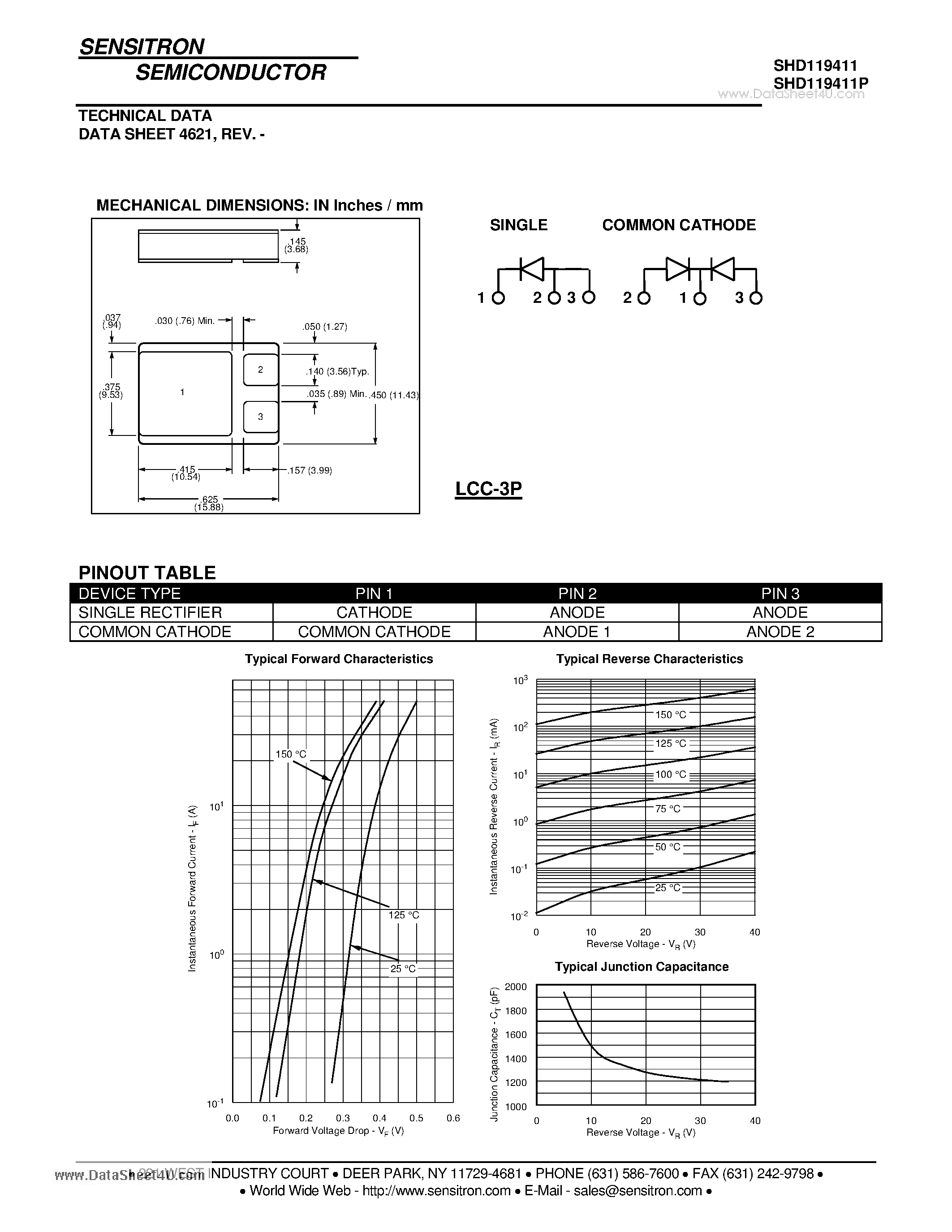 Datasheet SHD119411 page 2 Datasheet SHD119411 - HERMETIC POWER SCHOTTKY RECTIFIER page 2