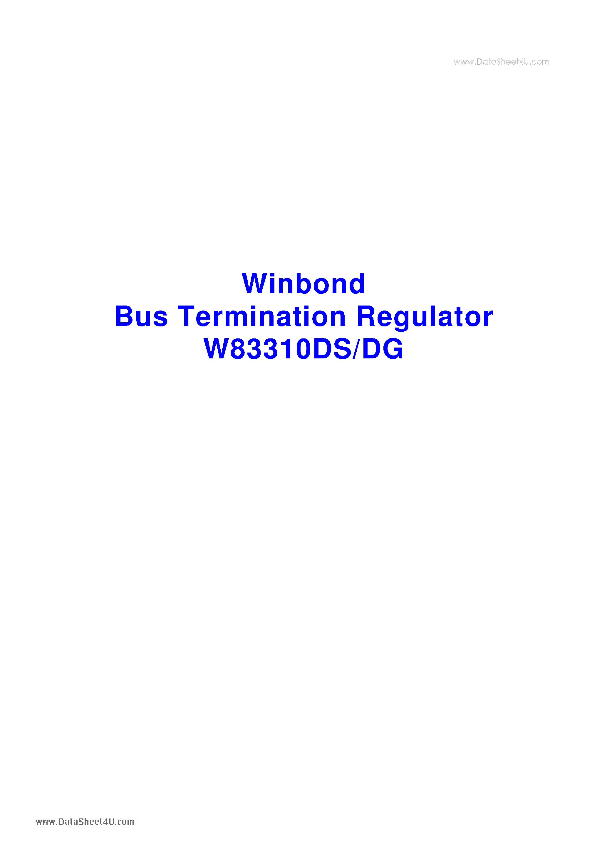 Datasheet W83310DG - 2 Amp DDR Bus Termination Regulator page 1