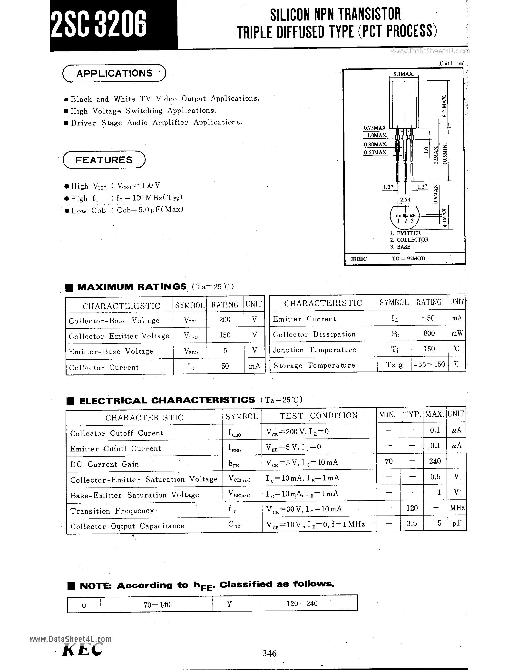 Datasheet C3206 - Search -----> 2SC3206 page 1
