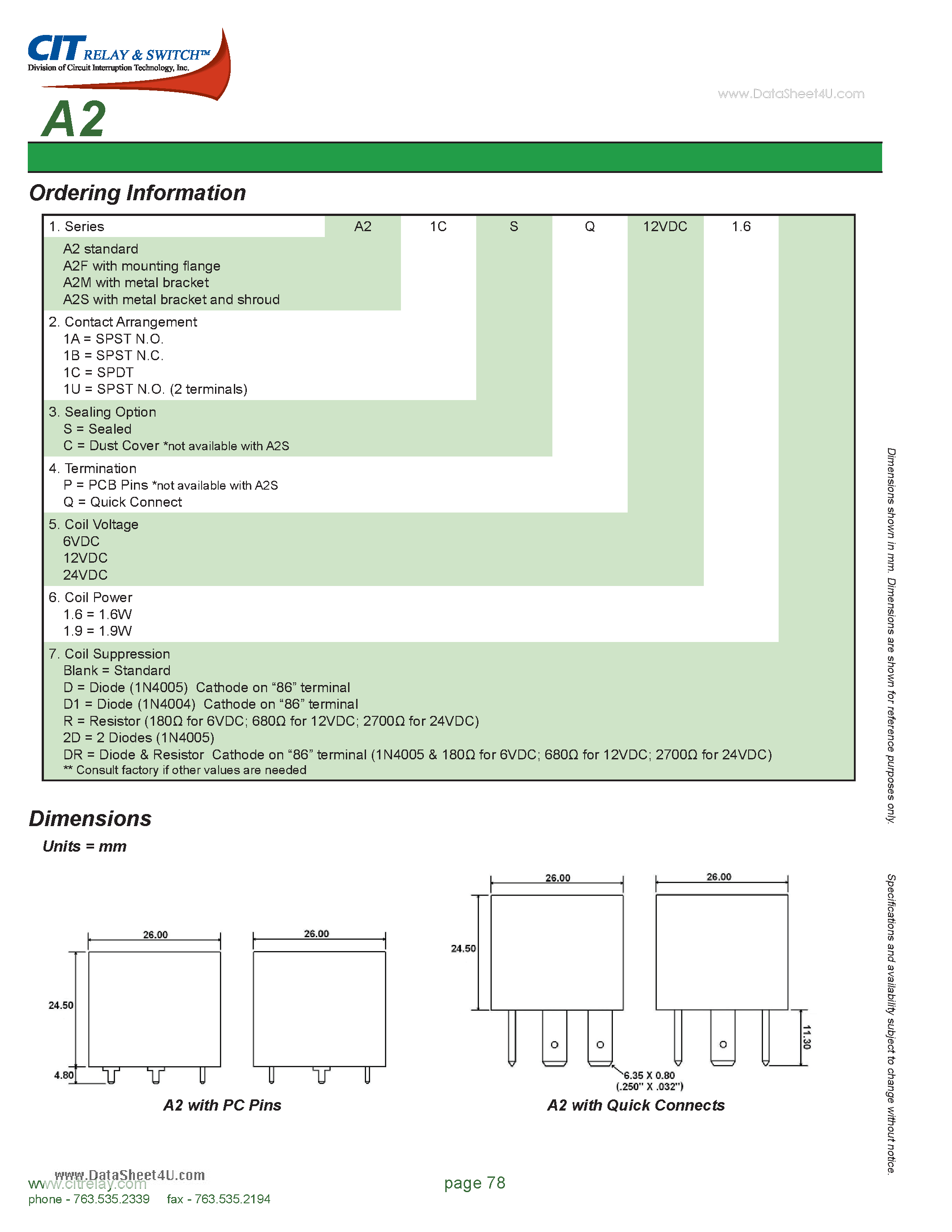 Даташит на микросхему A2F1ACP страница 2 Даташит A2F1ACP - CIT SWITCH страница 2