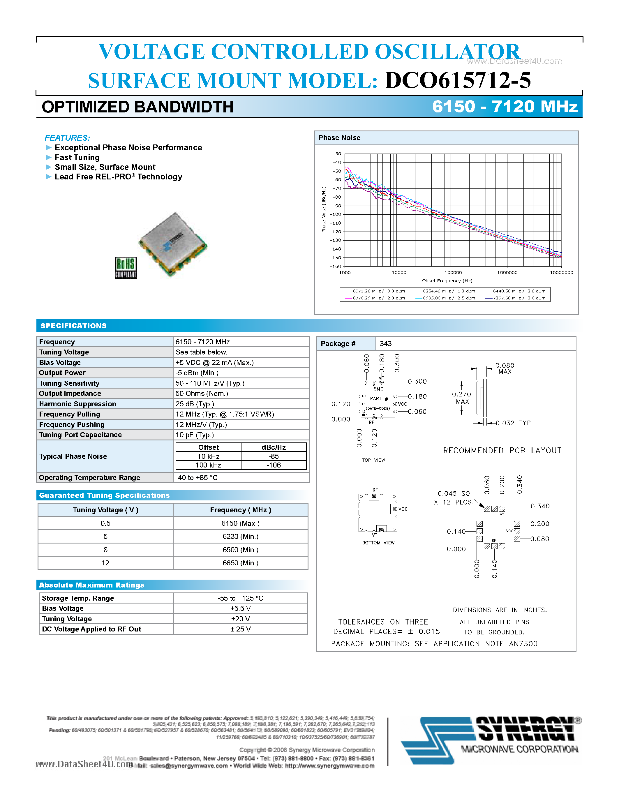 Datasheet DCO615712-5 - VOLTAGE CONTROLLED OSCILLATOR page 1