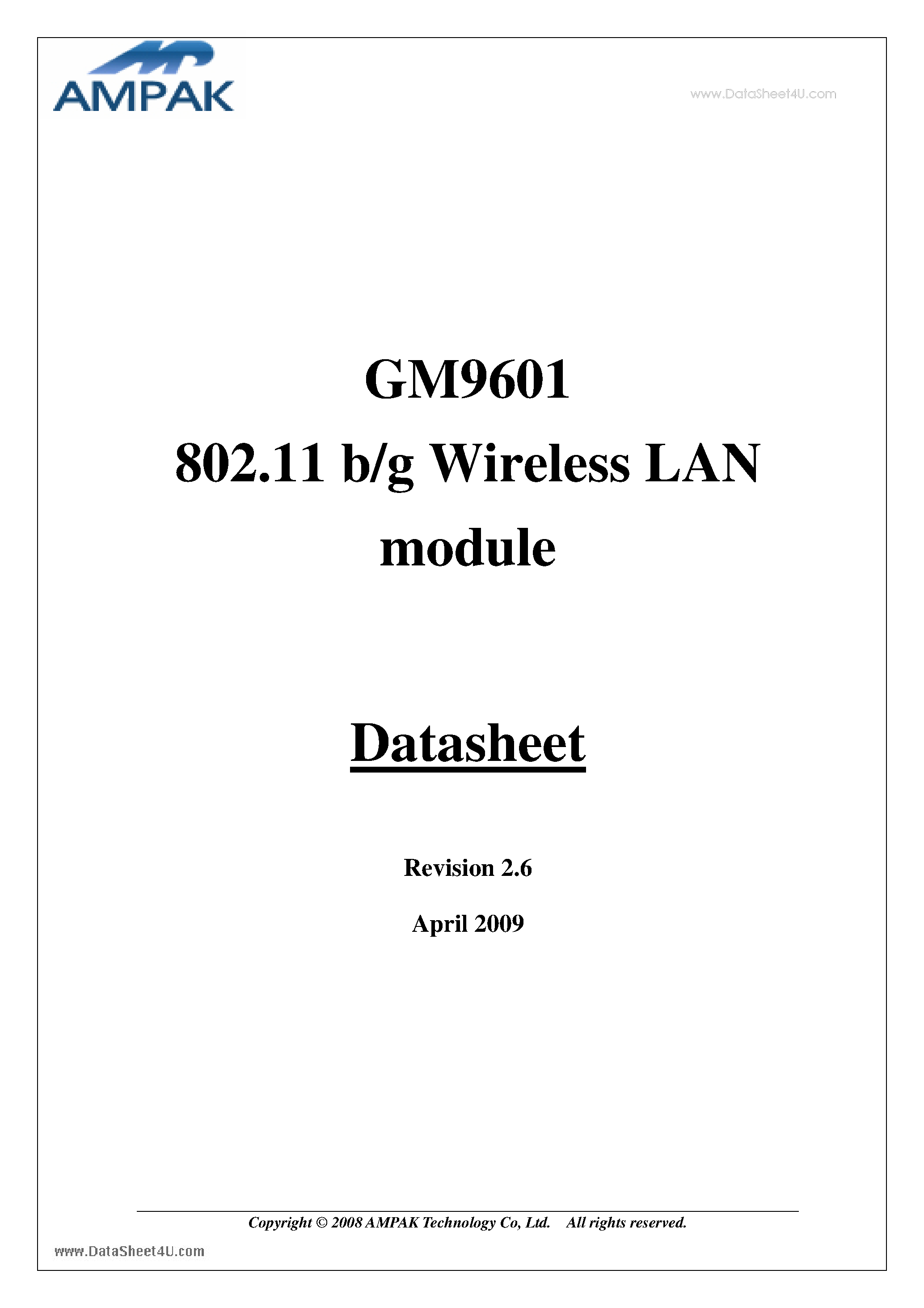 Даташит на микросхему GM9601 страница 2 Даташит GM9601 - 802.11 b/g Wireless LAN Module страница 2