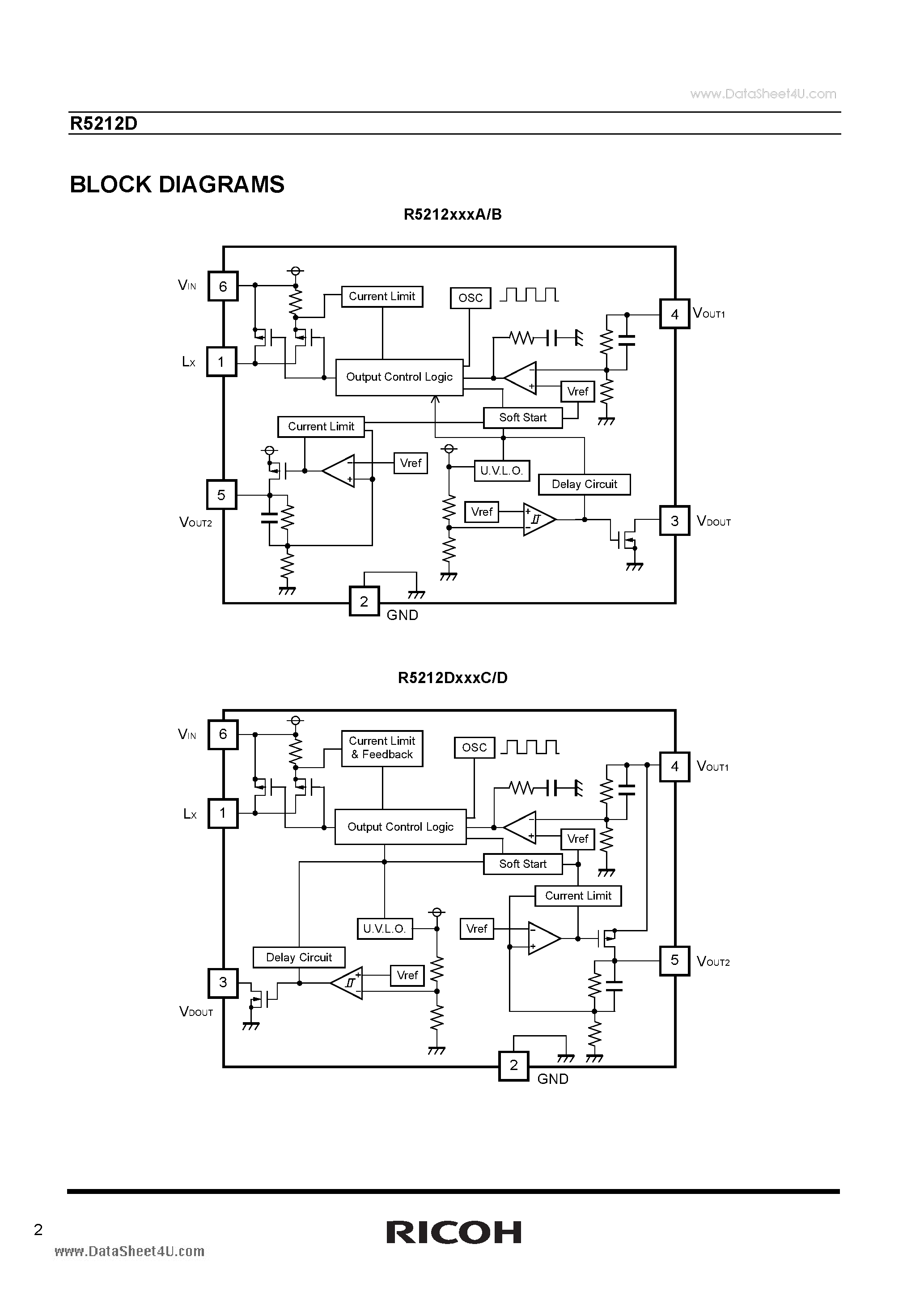 Datasheet R5212D - Step-down DC/DC Converter page 2