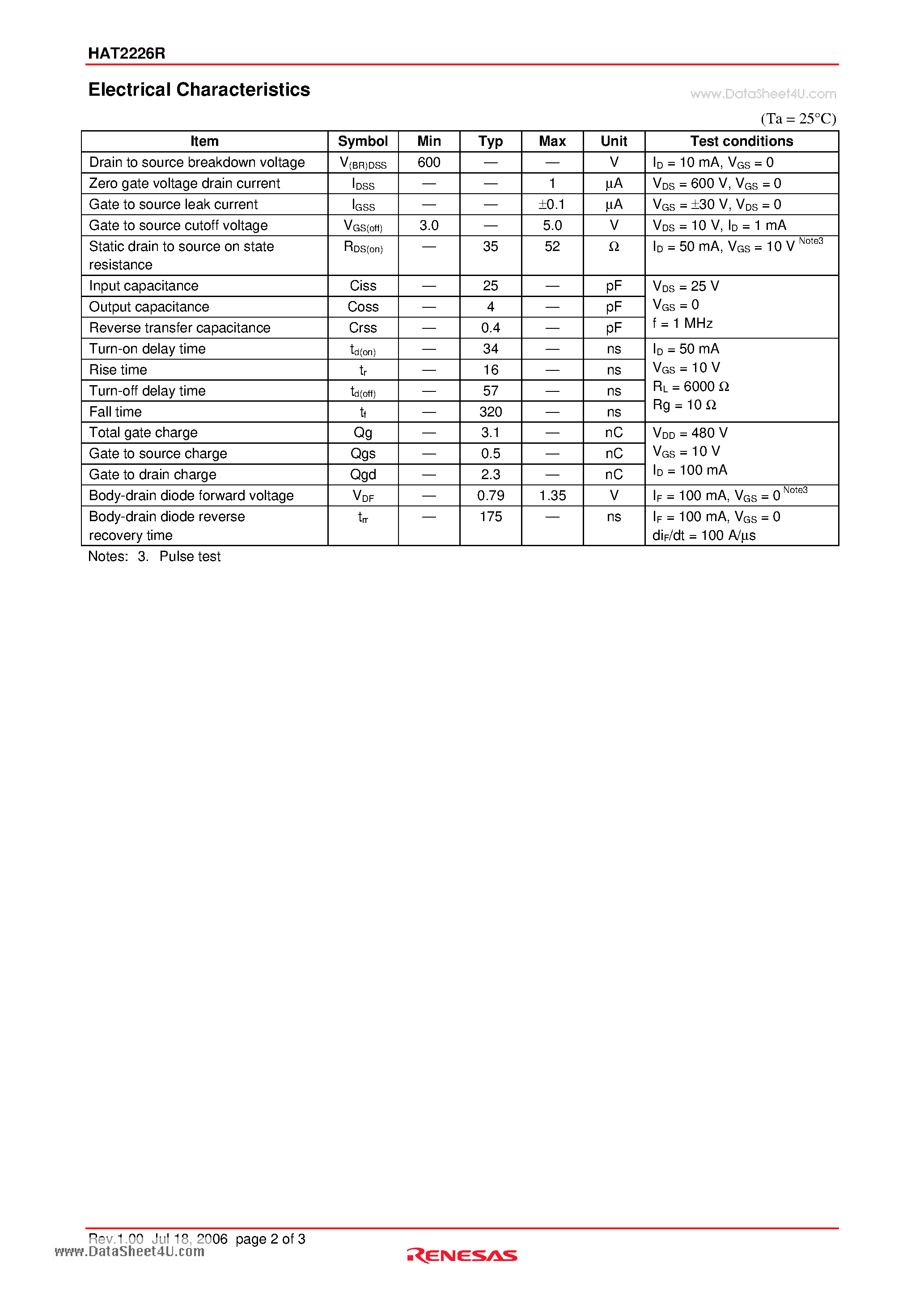 Datasheet HAT2226R - Silicon N Channel MOS FET High Speed Power Switching page 2