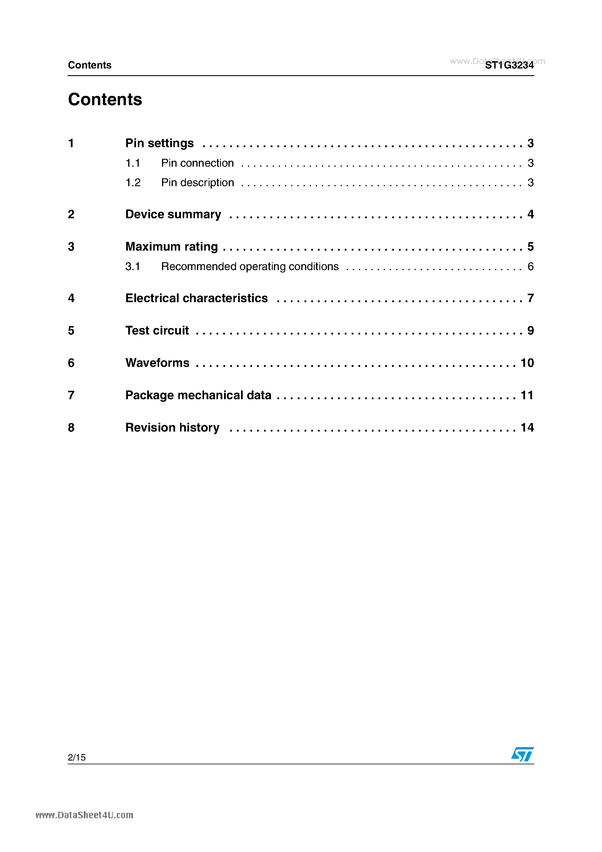 Даташит на микросхему ST1G3234 страница 2 Даташит ST1G3234 - 1-bit dual supply bus buffer level translator страница 2