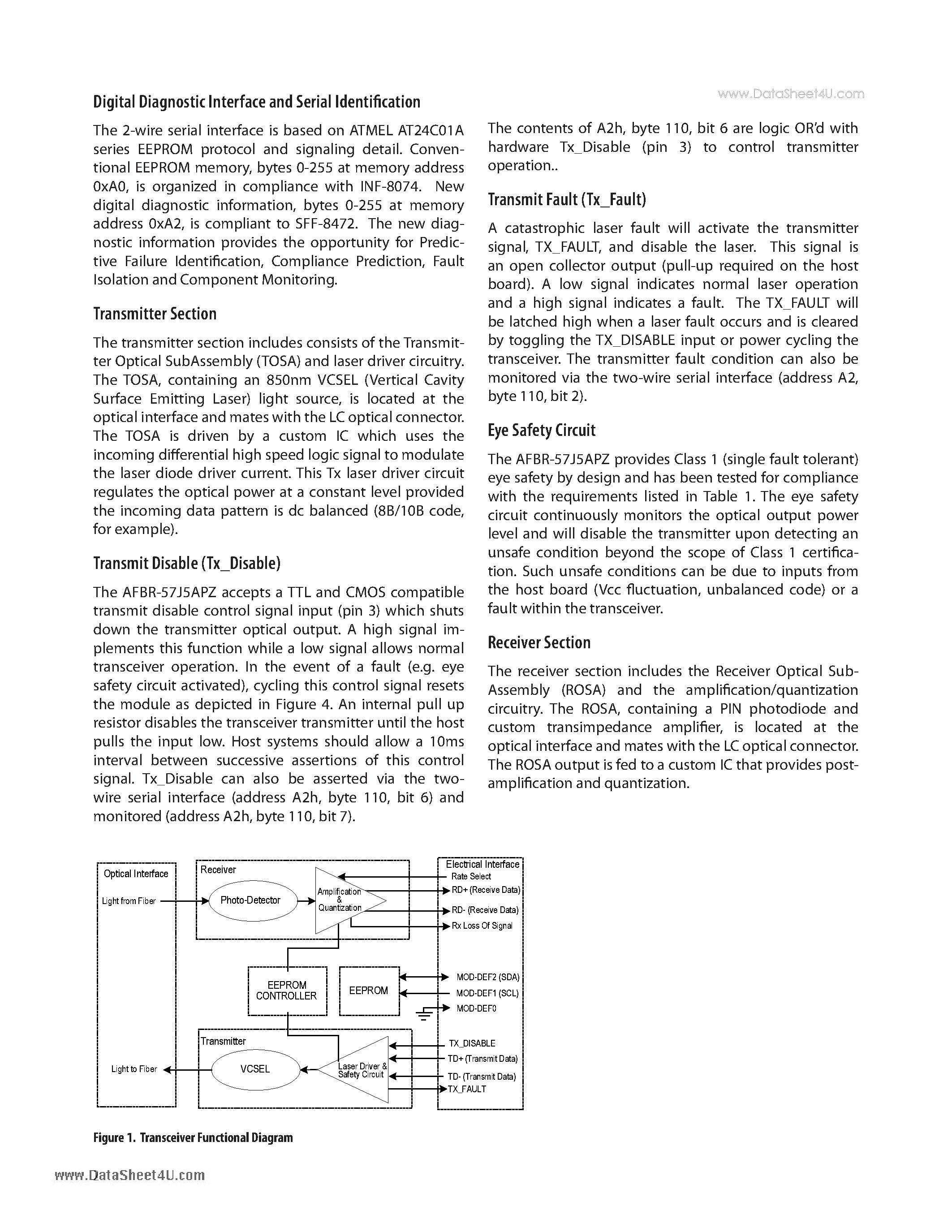 Datasheet AFBR-57J5APZ - Digital Diagnostic SFP 850nm 3.072/2.4576 Gb/s RoHS OBSAI/CPRI Compatible Optical Transceiver page 2
