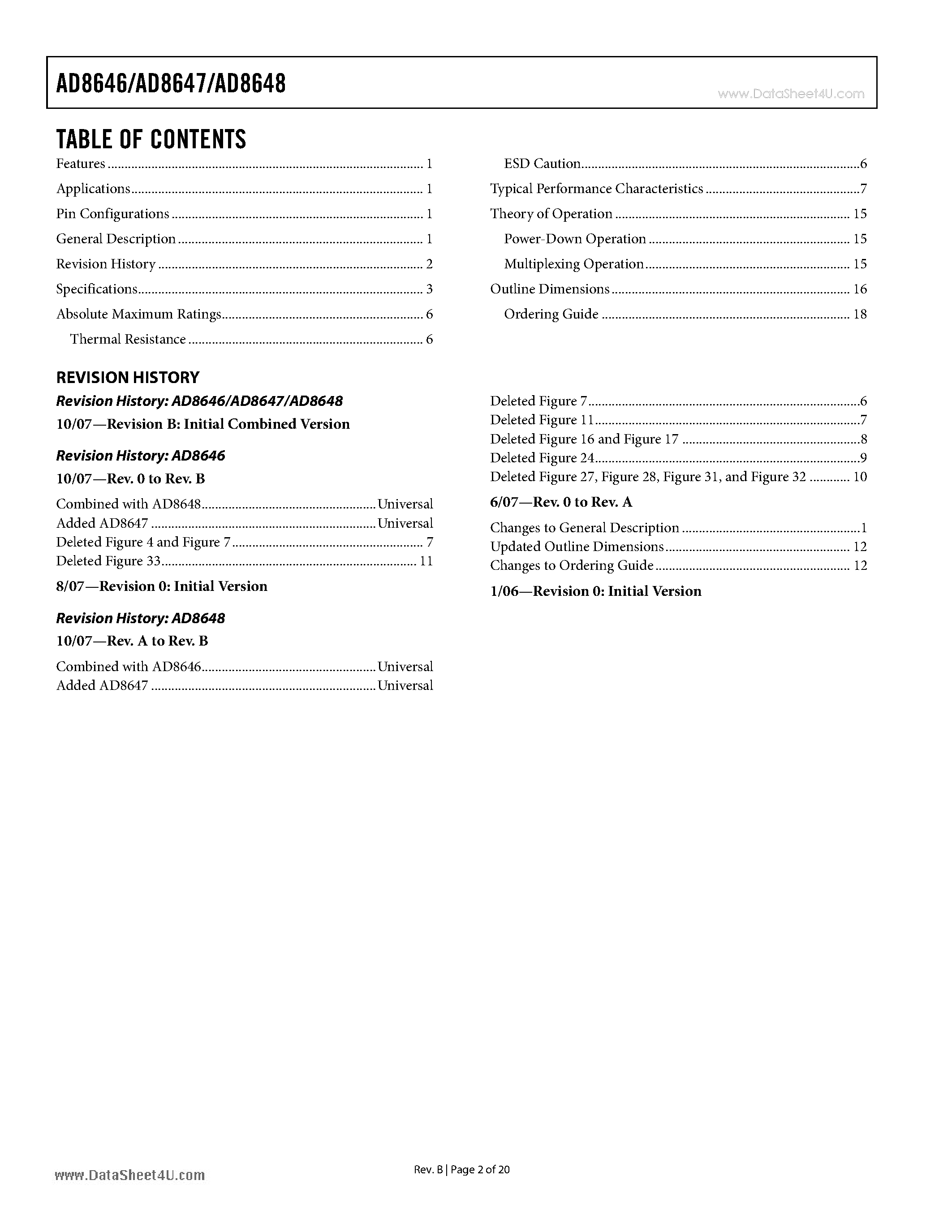Datasheet AD8646 - 24 MHz Rail-to-Rail Amplifiers with Shutdown Option page 2