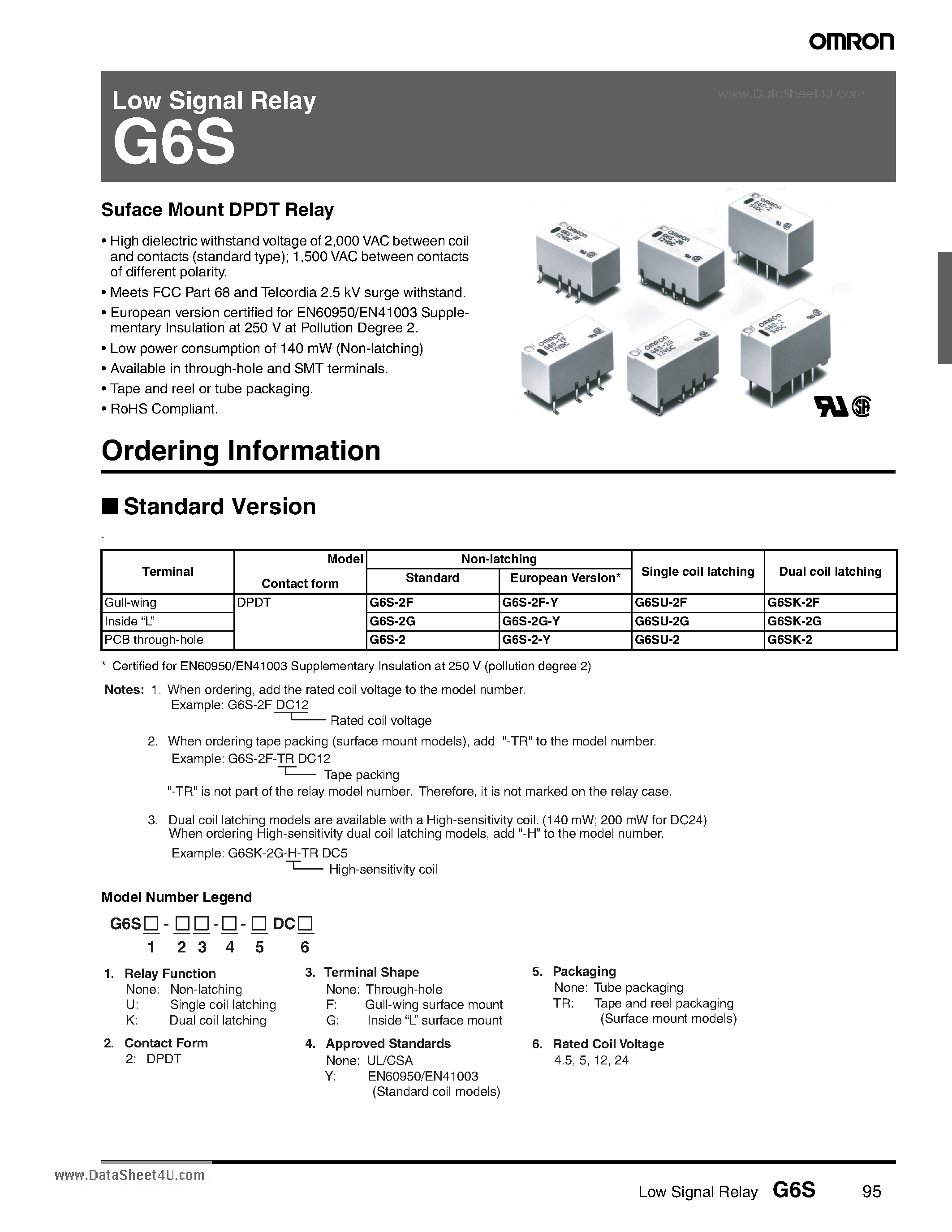 Даташит G6S - Low Signal Relay страница 1