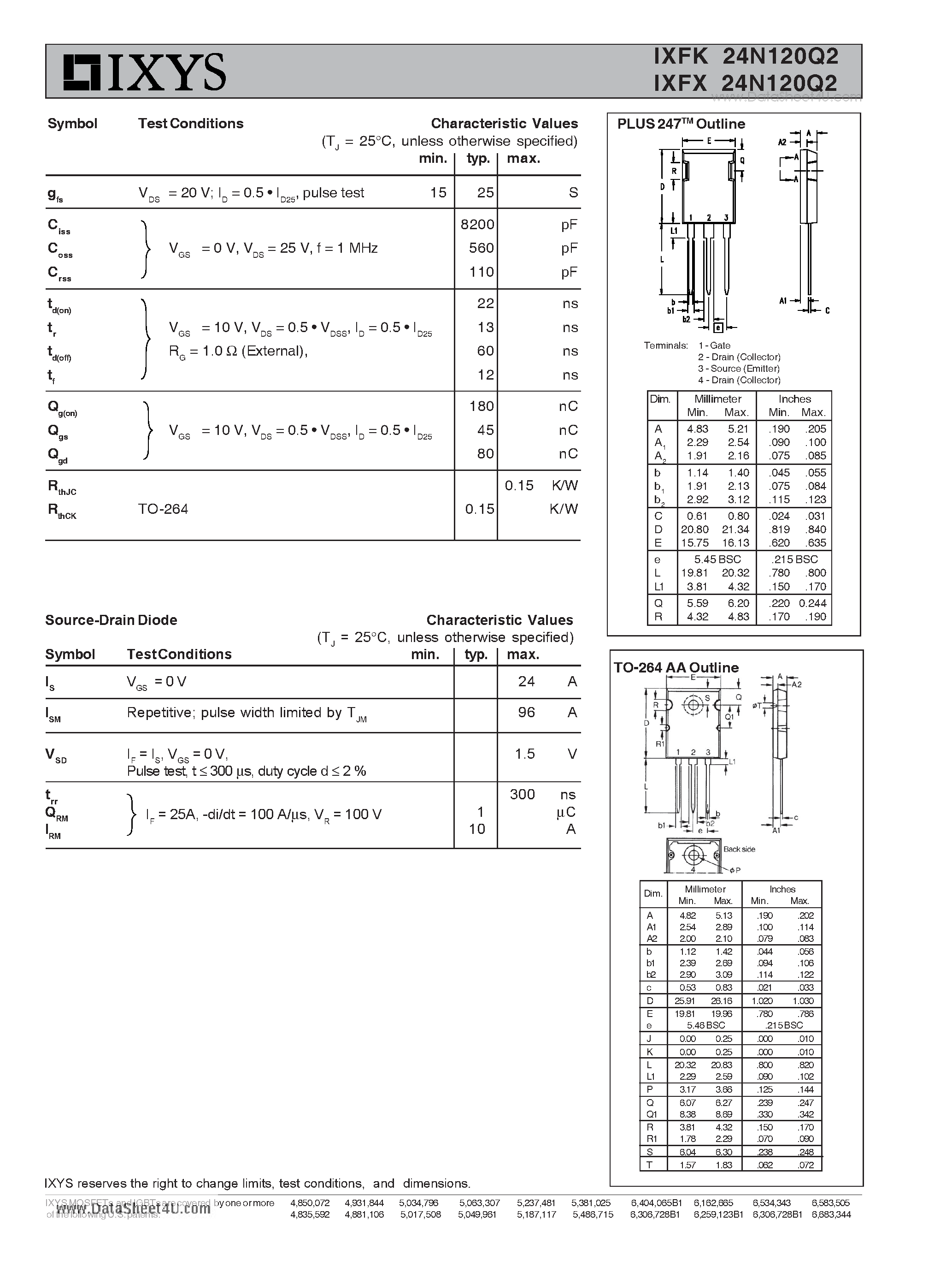 Datasheet IXFK24N120Q2 page 2 Datasheet IXFK24N120Q2 - HiPerFET Power MOSFETs Q-Class page 2
