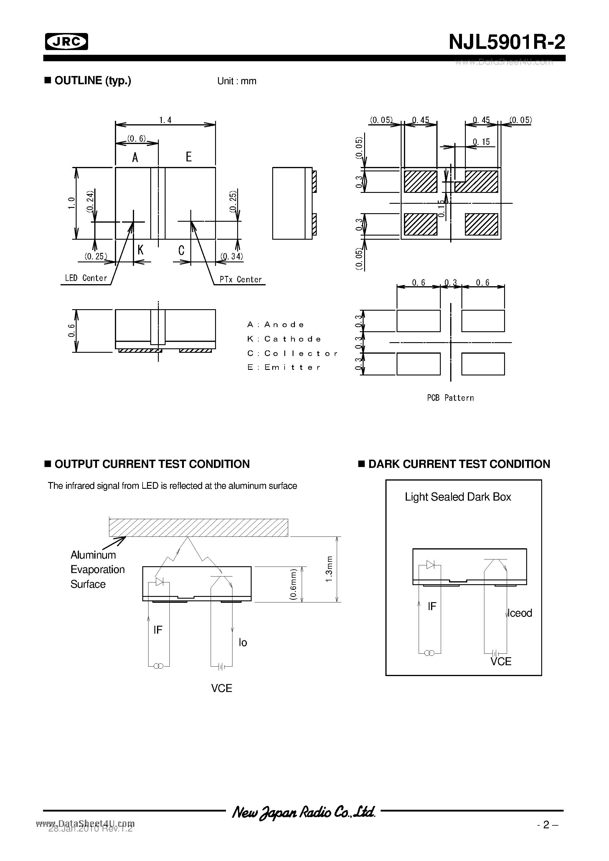 Datasheet NJL5901R-2 - COBP PHOTO REFLECTOR page 2