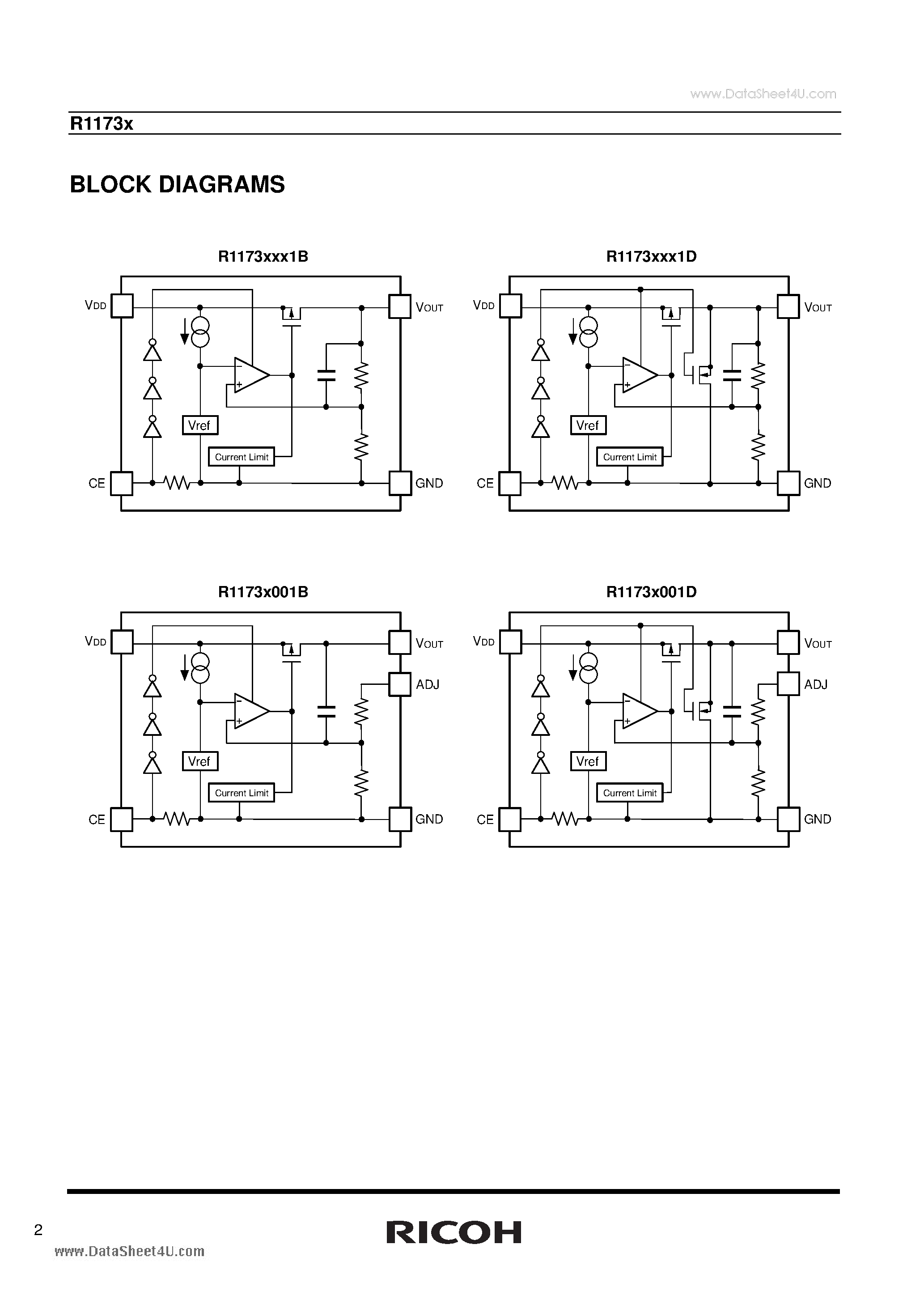 Даташит на микросхему R1173x страница 2 Даташит R1173x - Super low on resistance/Low voltage LDO страница 2