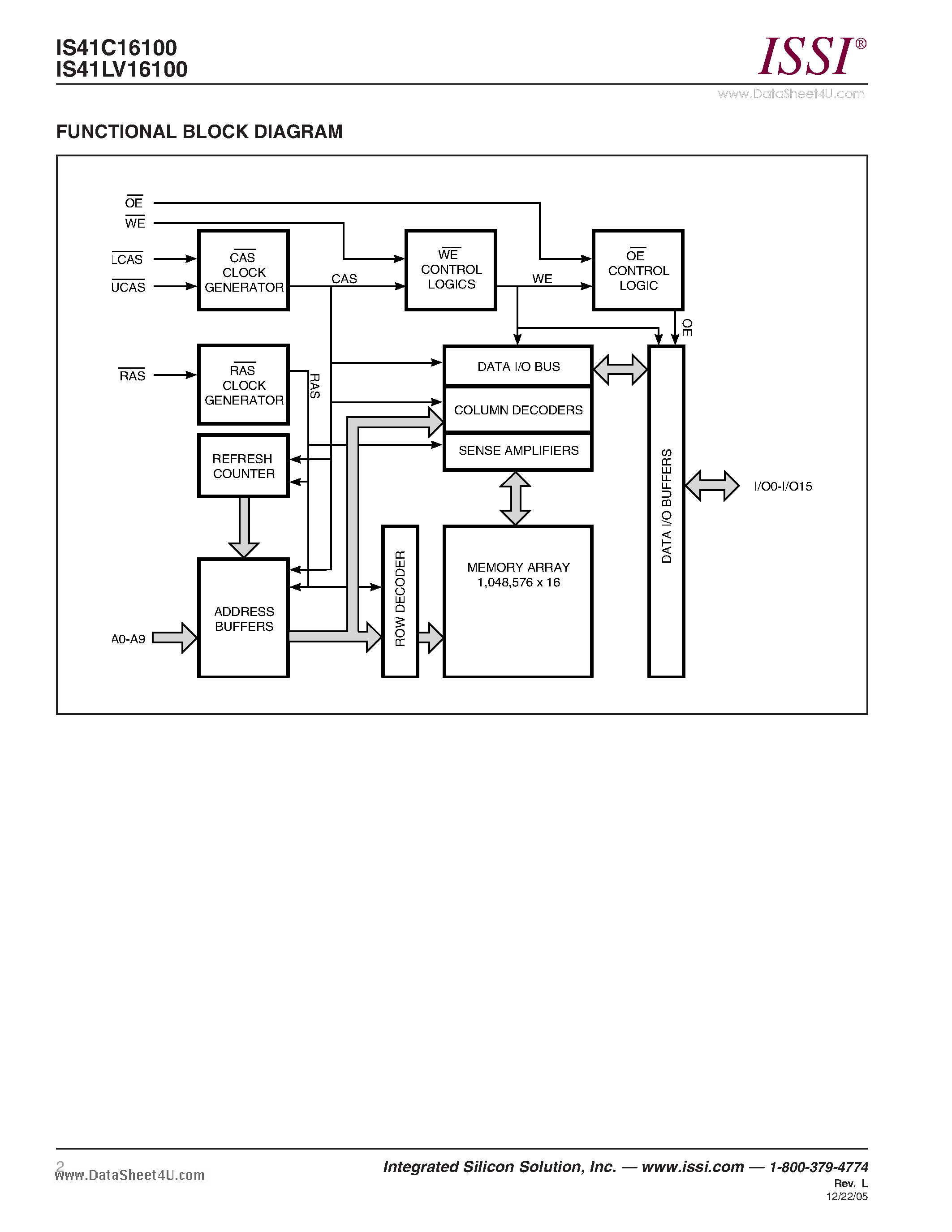 Даташит IS41C16100 - 1M x 16 (16-MBIT) DYNAMIC RAM WITH EDO PAGE MODE страница 2