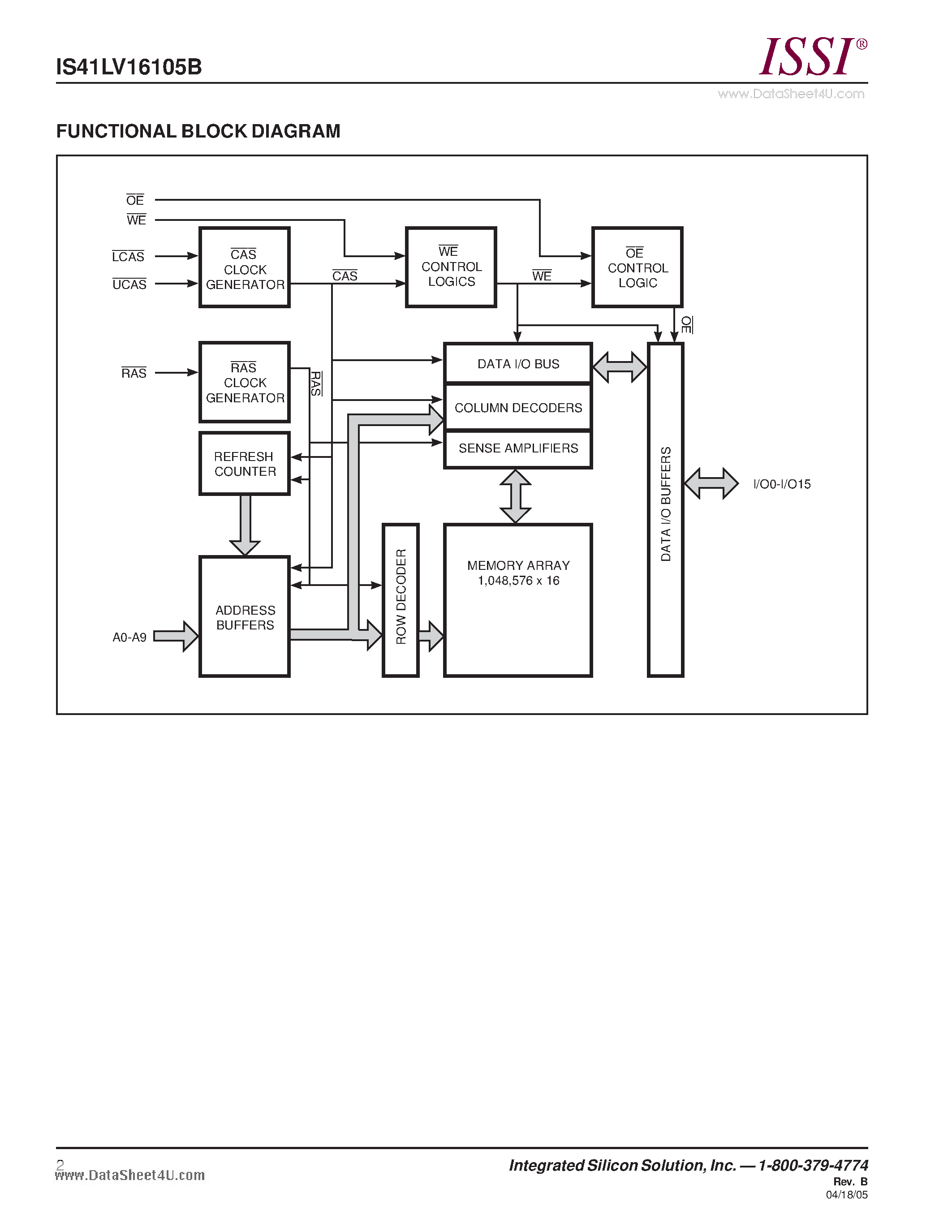 Даташит на микросхему IS41LV16105B страница 2 Даташит IS41LV16105B - 1M x 16 (16-MBIT) DYNAMIC RAM WITH FAST PAGE MODE страница 2