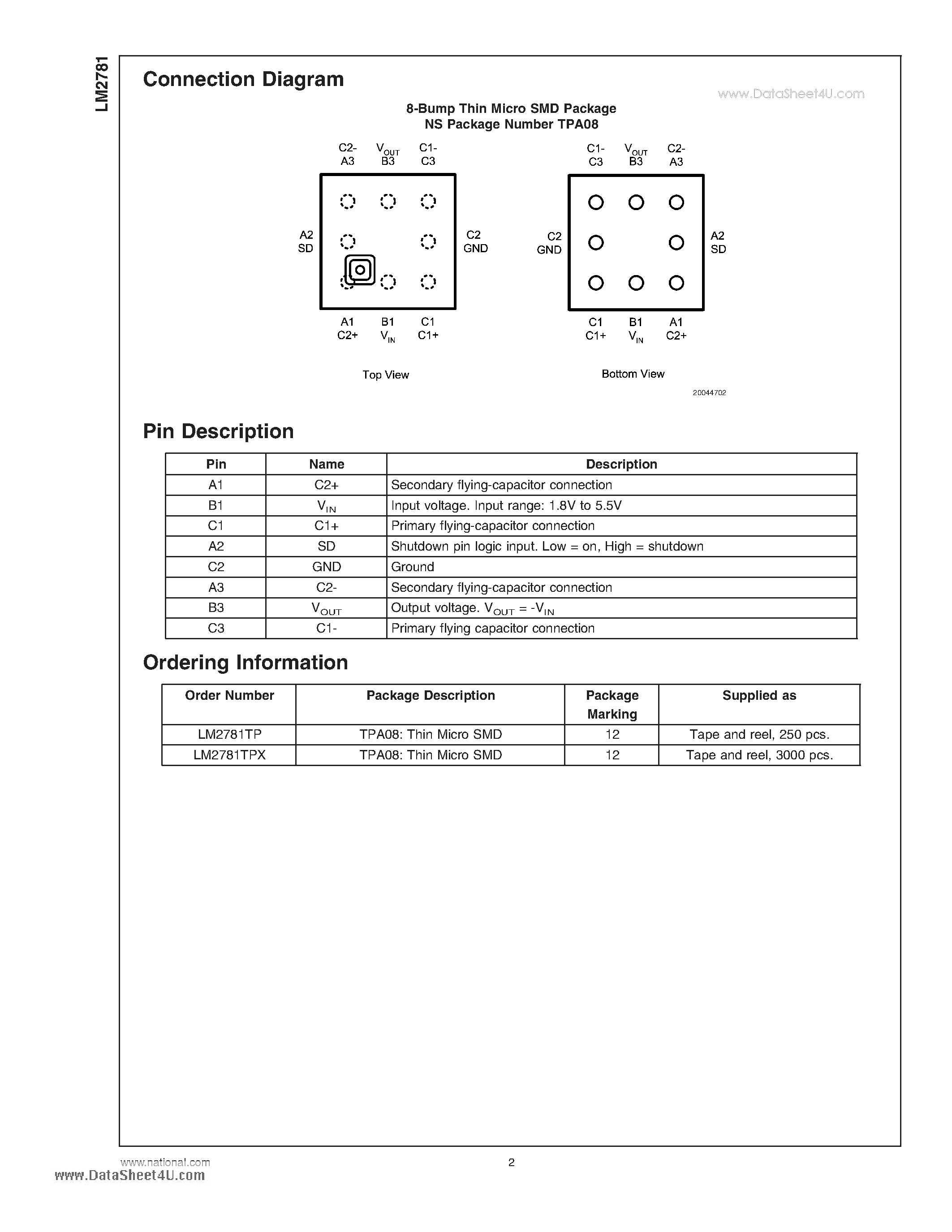 Datasheet LM2781 - Ultra-Low Ripple Switched Capacitor Voltage Inverter page 2