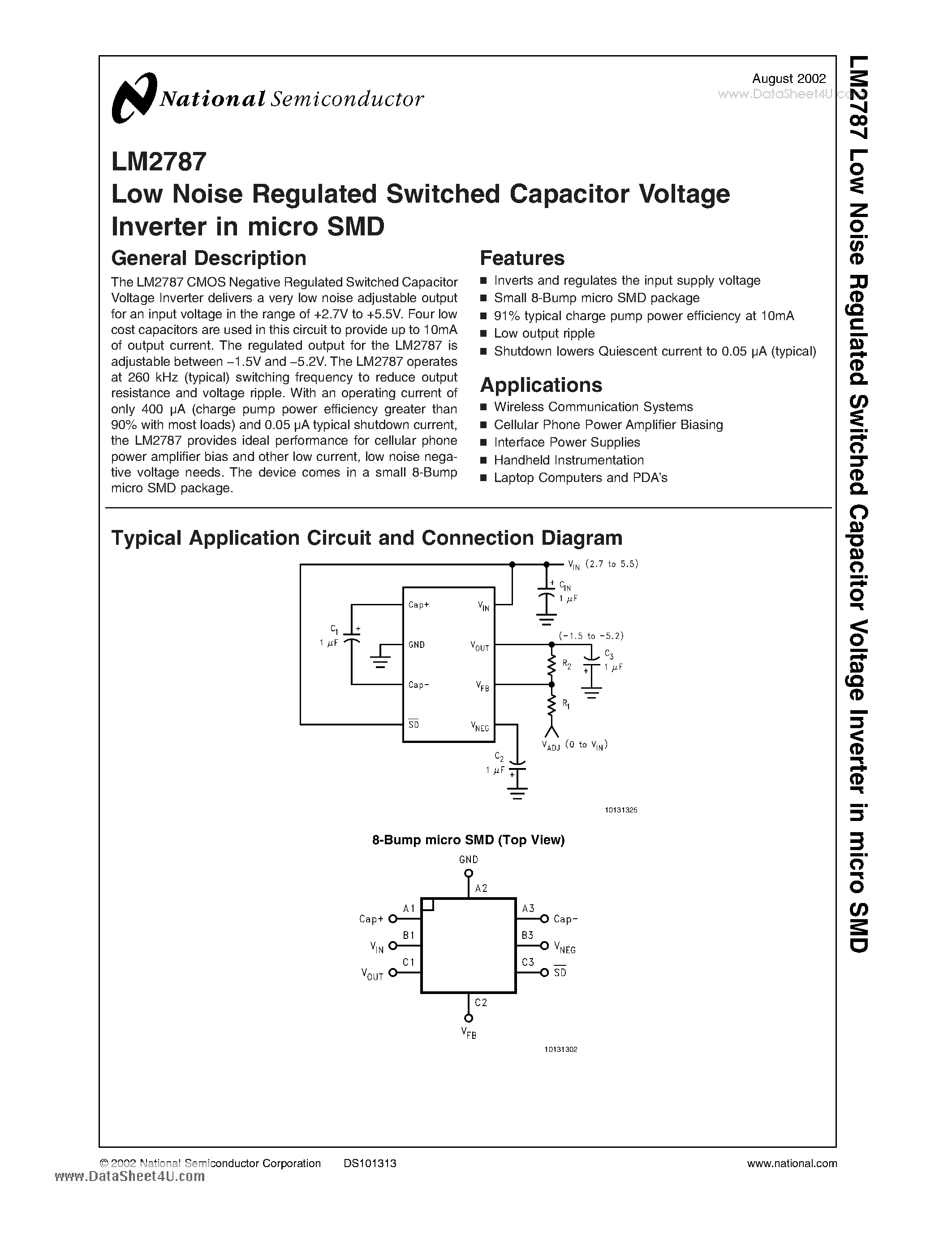 Datasheet LM2787 - Low Noise Regulated Switched Capacitor Voltage page 1