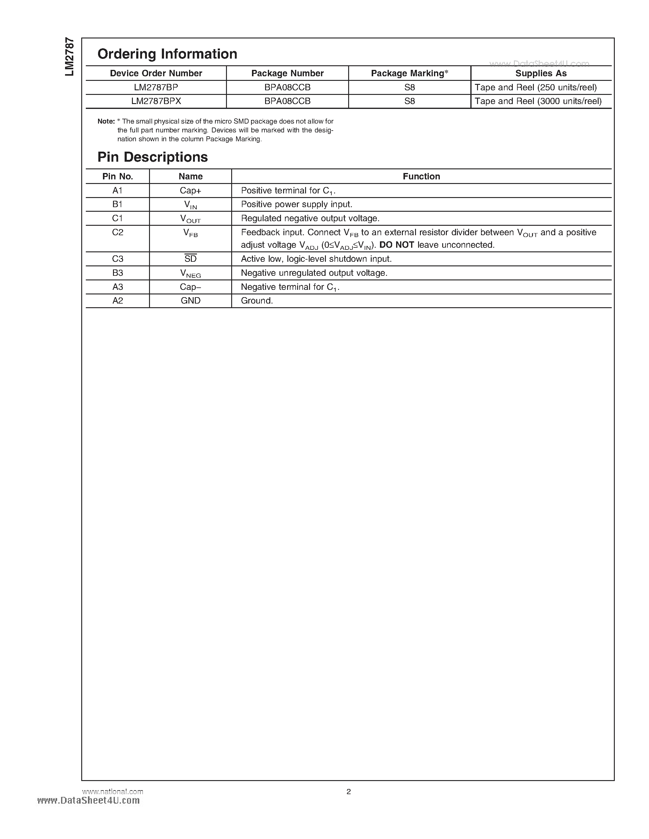 Datasheet LM2787 - Low Noise Regulated Switched Capacitor Voltage page 2