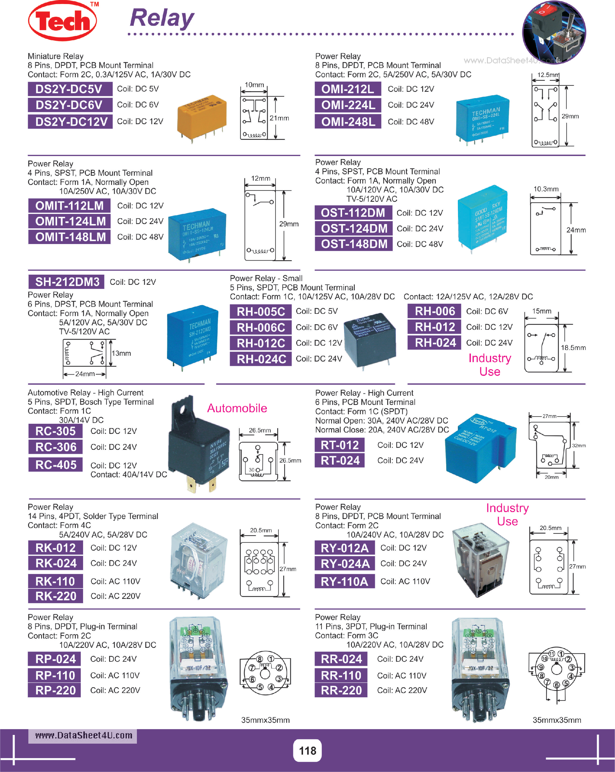 Datasheet RF-005C - (RF-0xxC) Relay page 1
