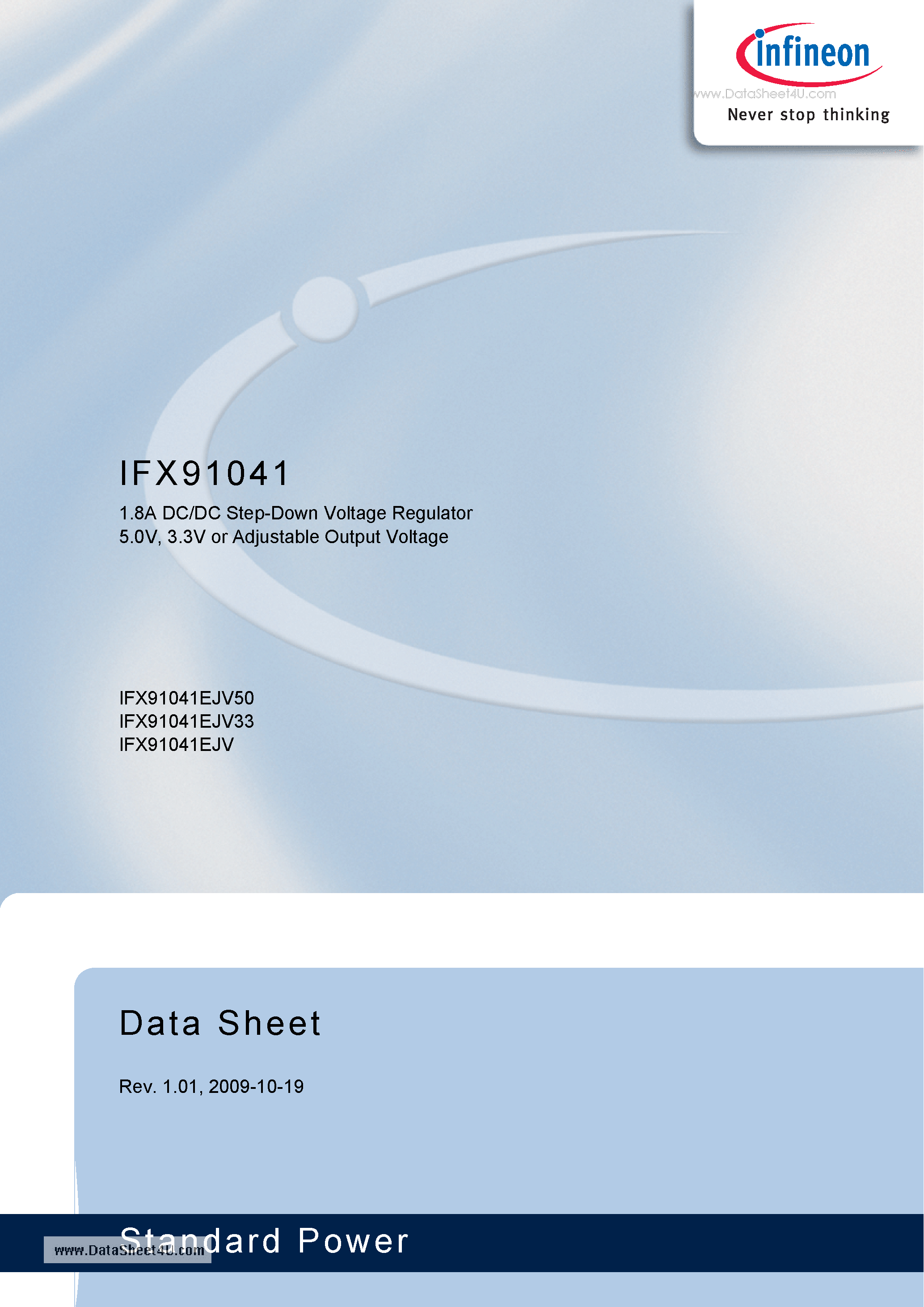 Datasheet IFX91041 - 1.8A DC/DC Step-Down Voltage Regulator 5.0V & 3.3V or Adjustable Output Voltage page 1
