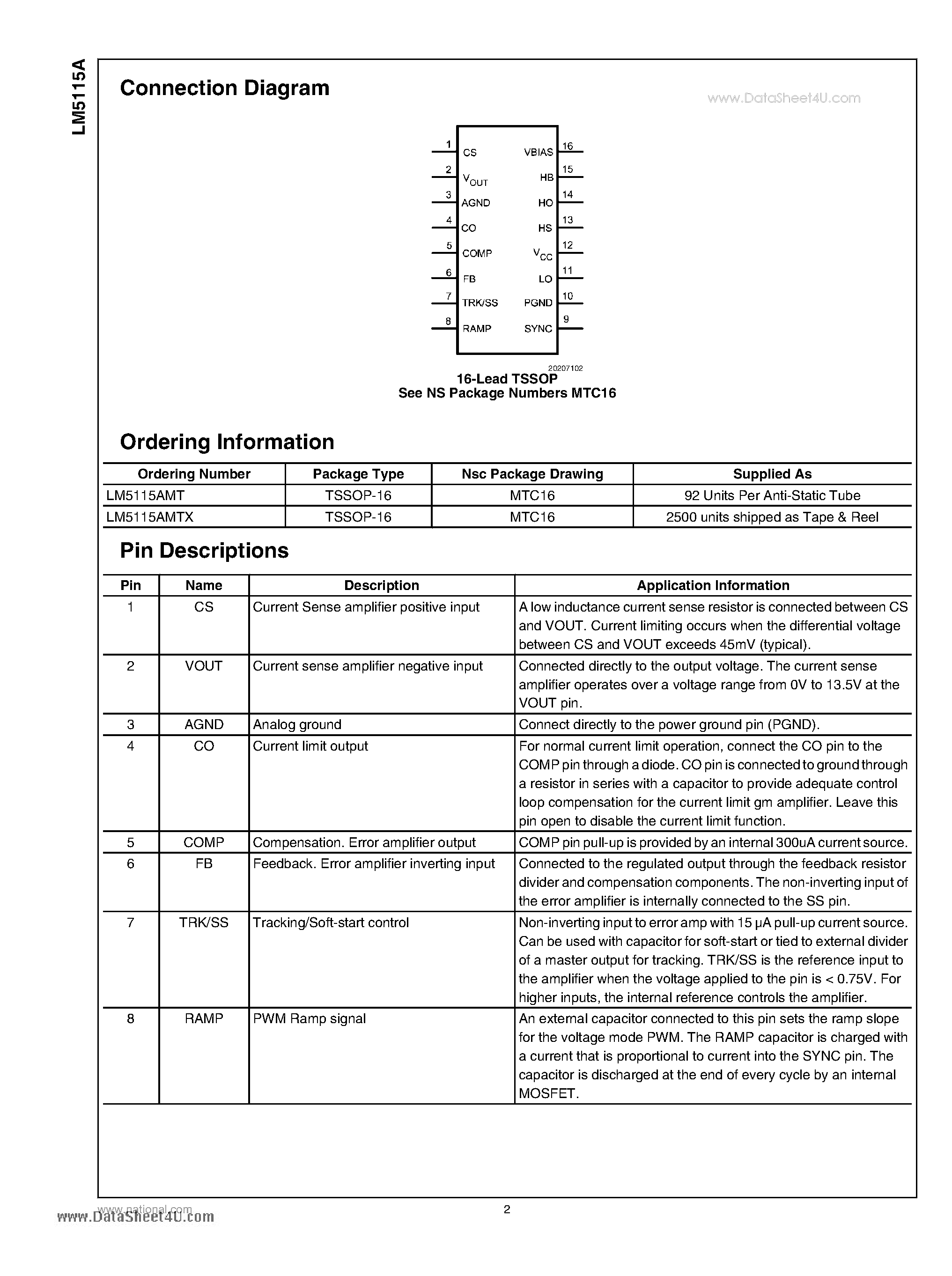 Даташит на микросхему LM5115A страница 2 Даташит LM5115A - Secondary Side Post Regulator/DC-DC Converter with Power-up/Power-down Tracking страница 2