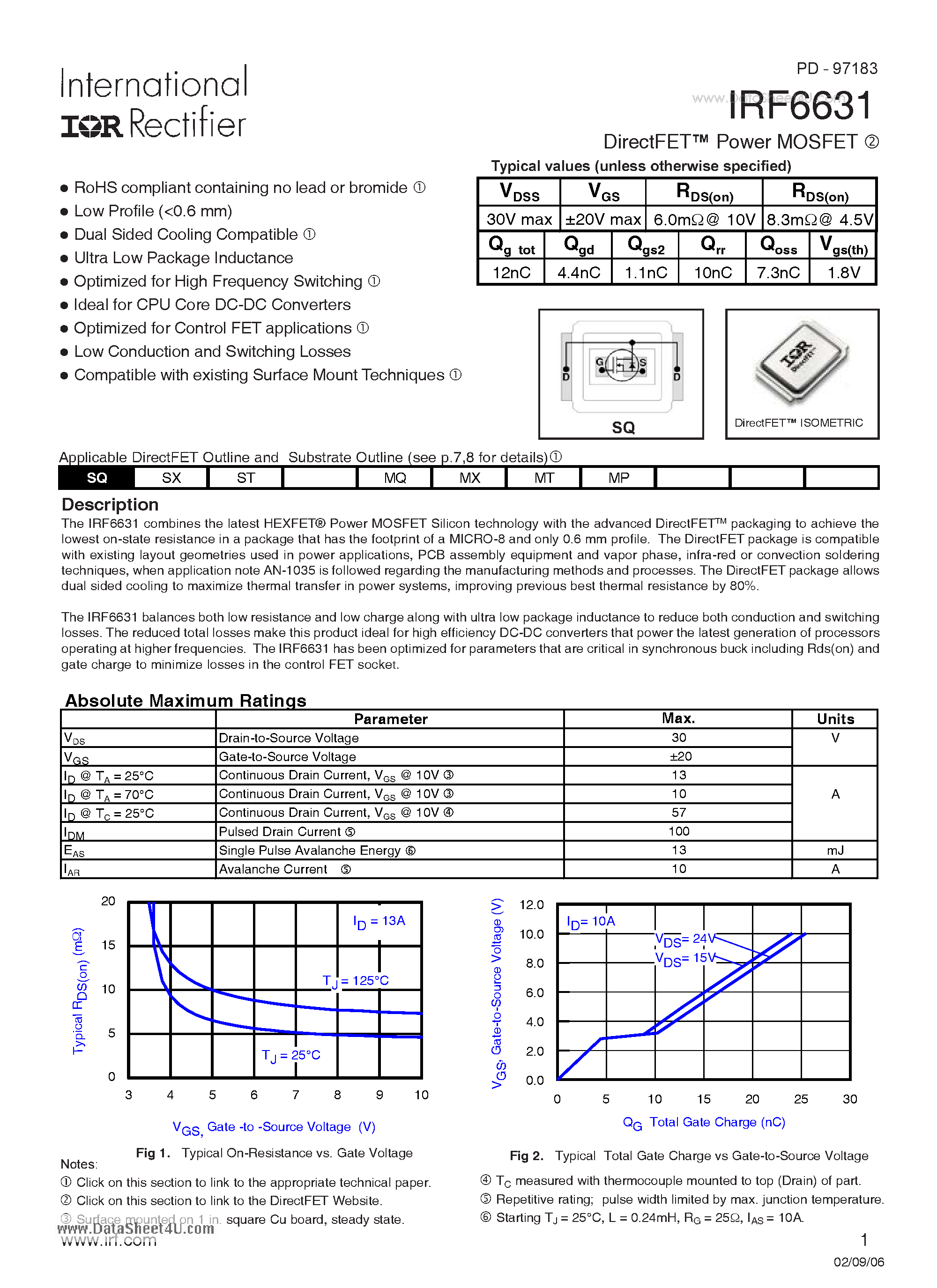 Datasheet IRF6631 - DirectFET Power MOSFET page 1