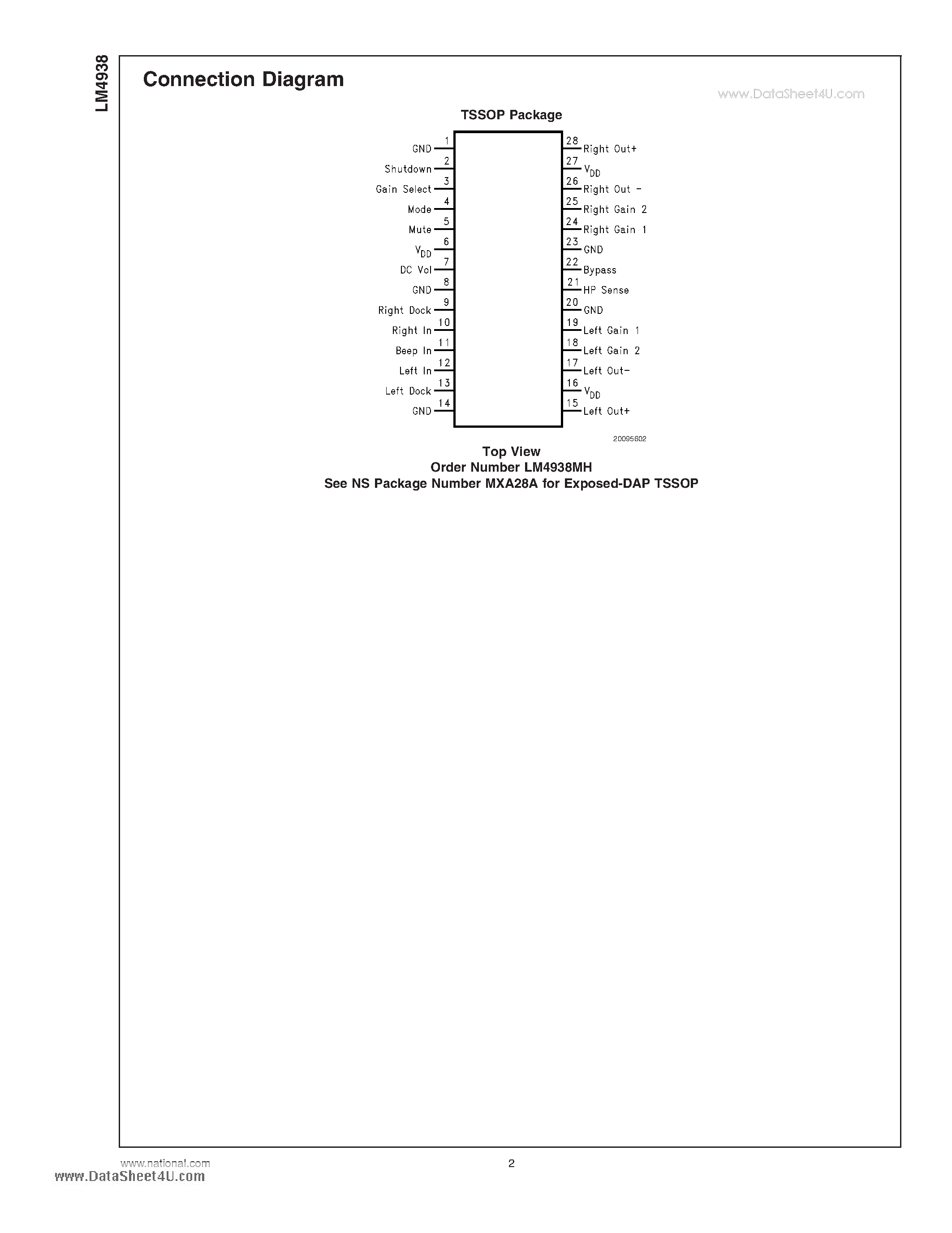 Даташит на микросхему LM4938 страница 2 Даташит LM4938 - Stereo 2W Audio Power Amplifiers страница 2