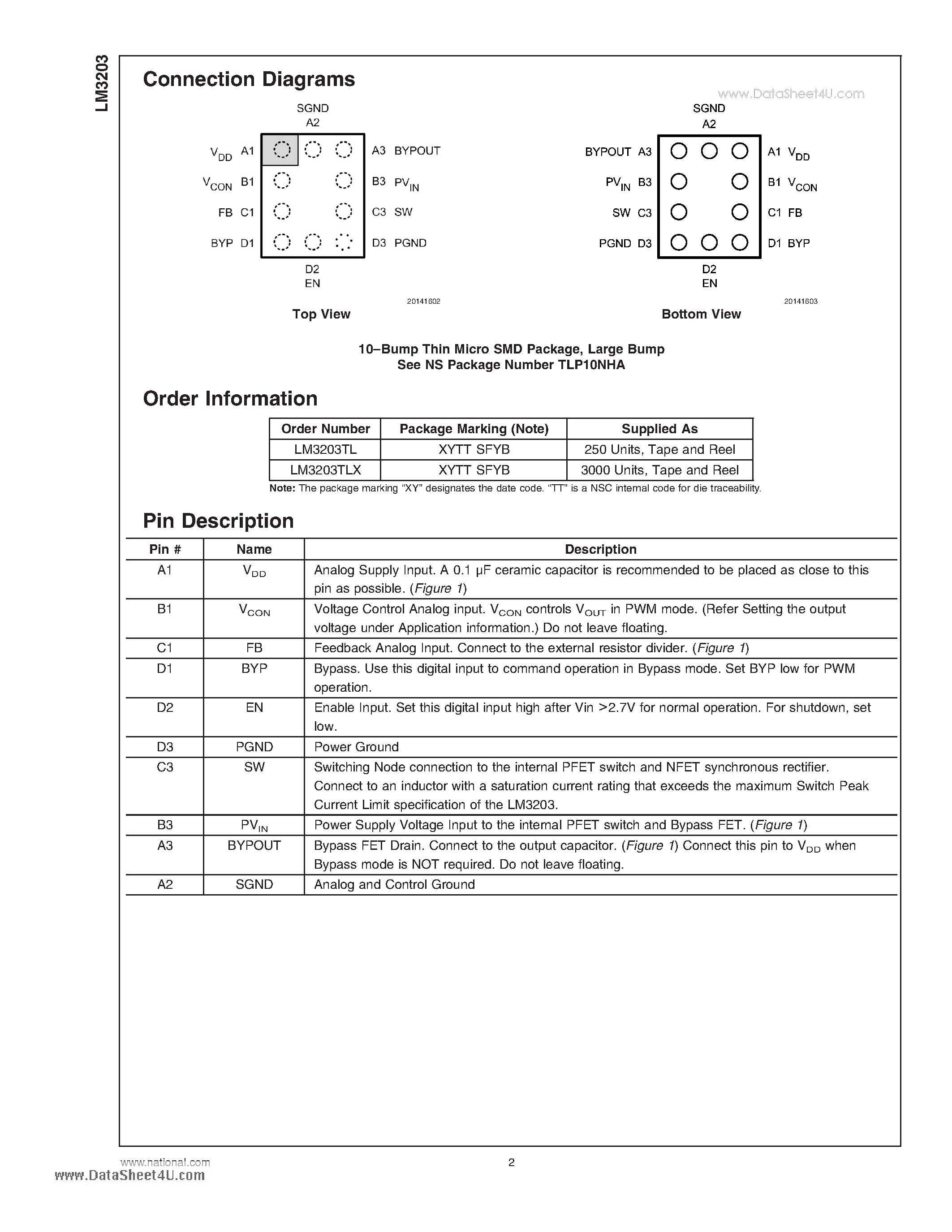 Datasheet LM3203 page 2 Datasheet LM3203 - Step-Down DC-DC Converter page 2