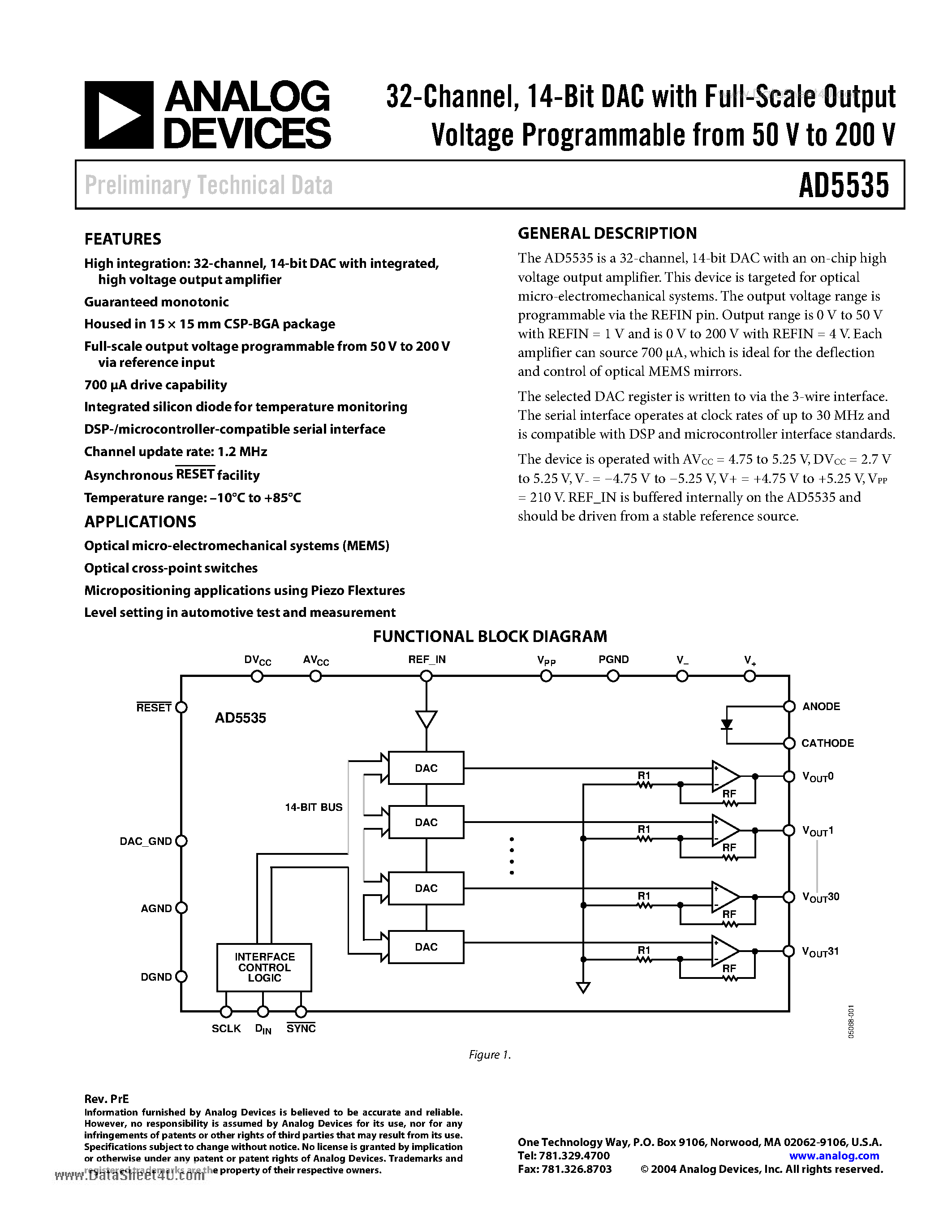Даташит AD5535 - 14-Bit DAC страница 1