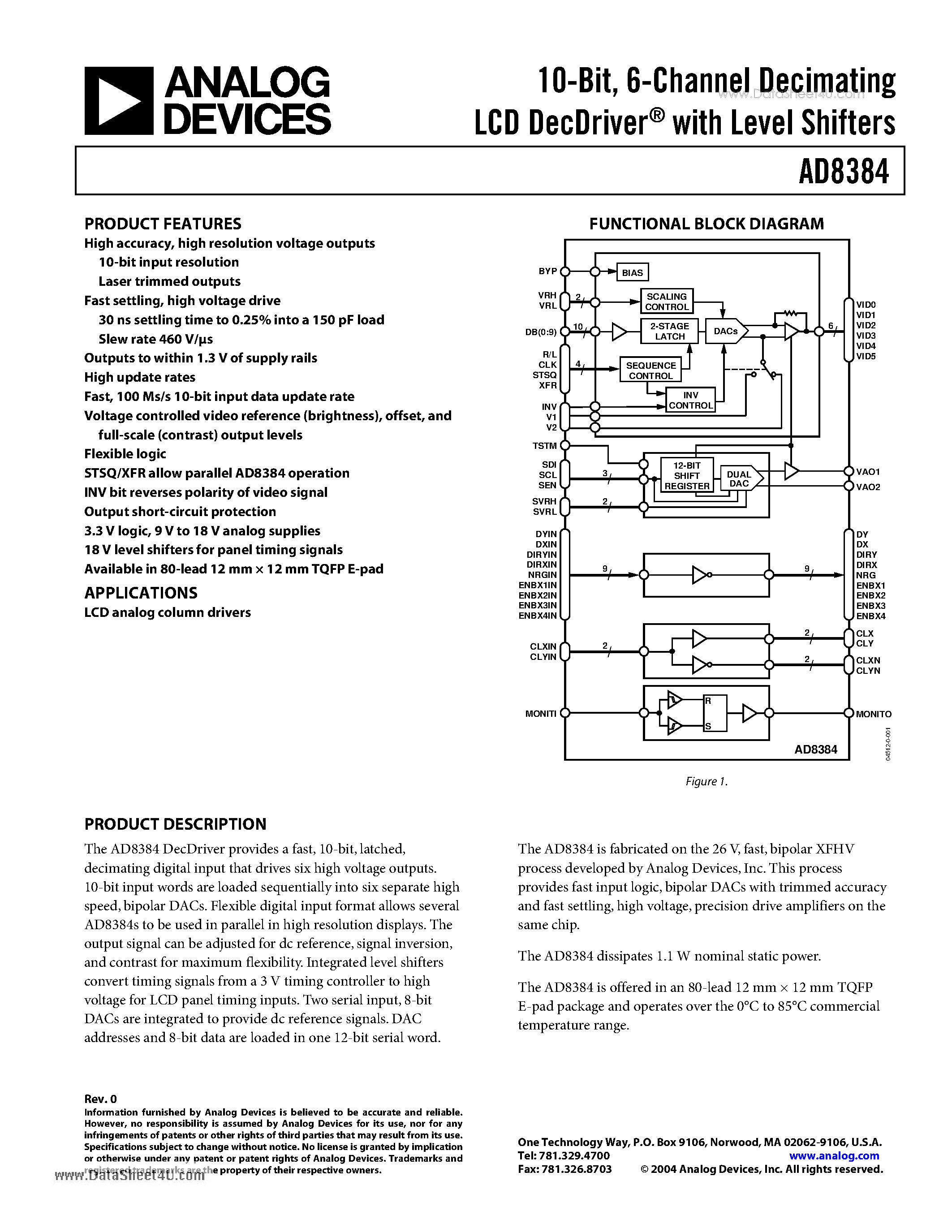 Datasheet AD8384 - 6-Channel Decimating LCD page 1
