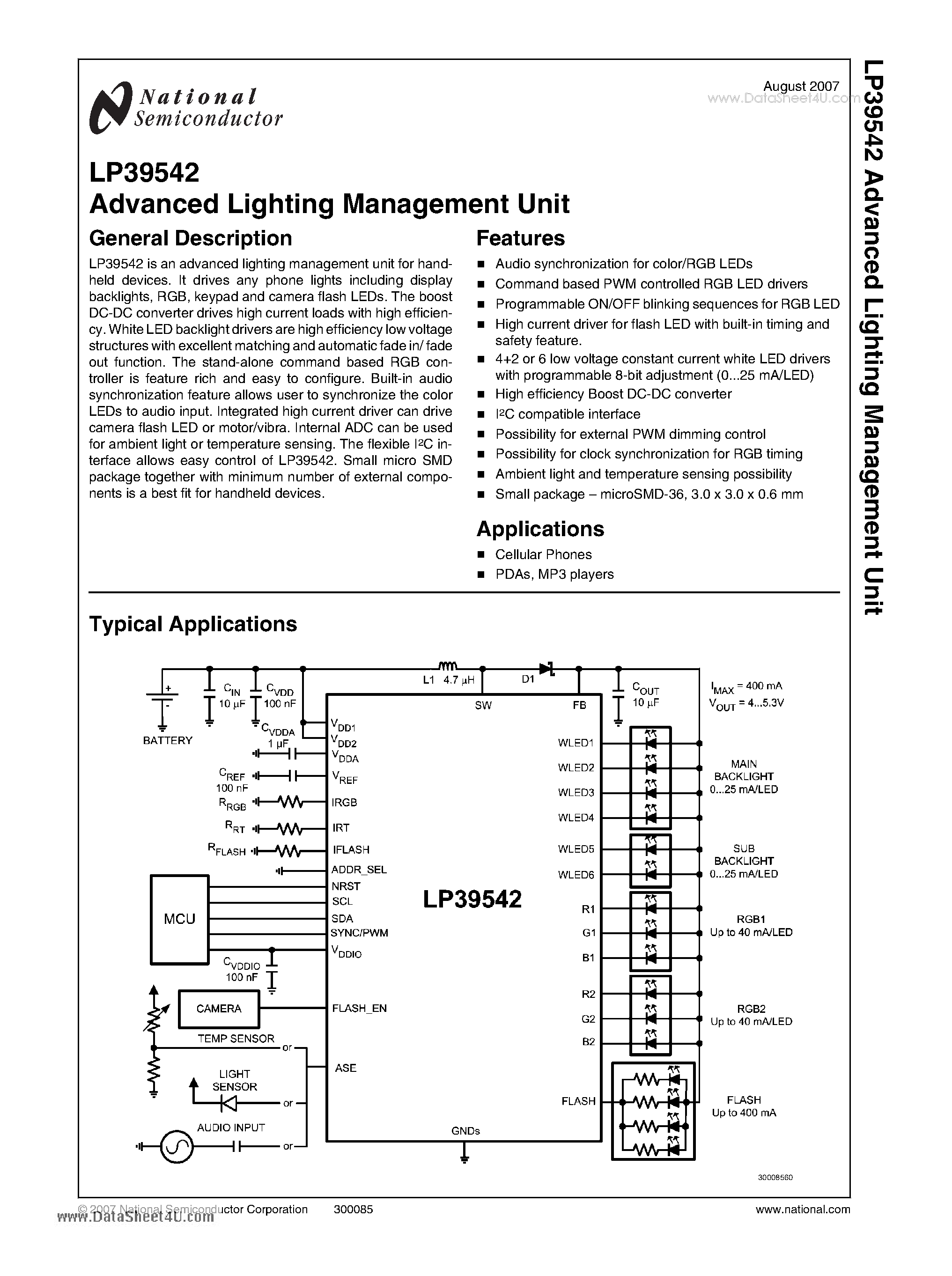 Datasheet LP39542 - Advanced Lighting Management Unit page 1