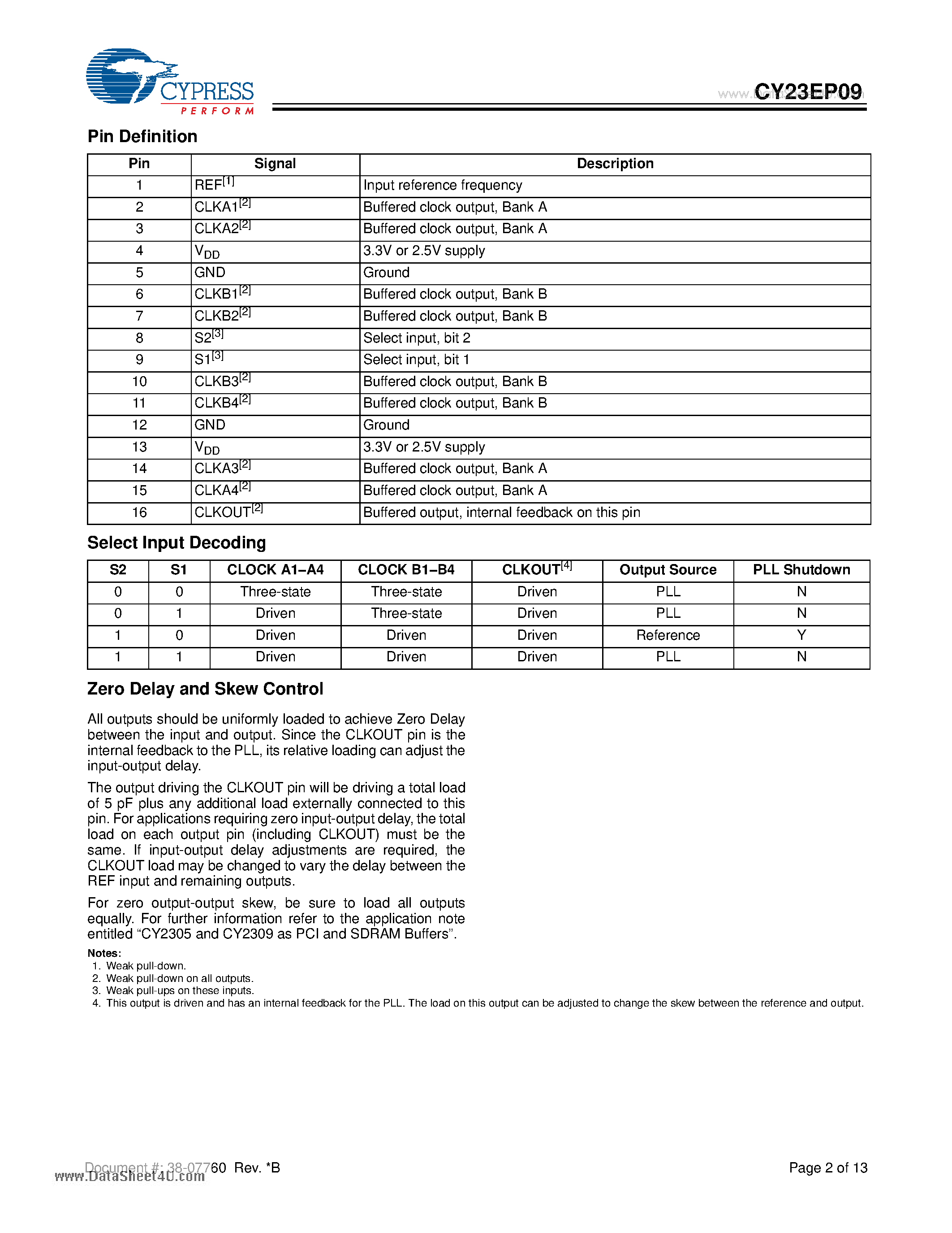 Даташит CY23EP09 - 9-Output Zero Delay Buffer страница 2