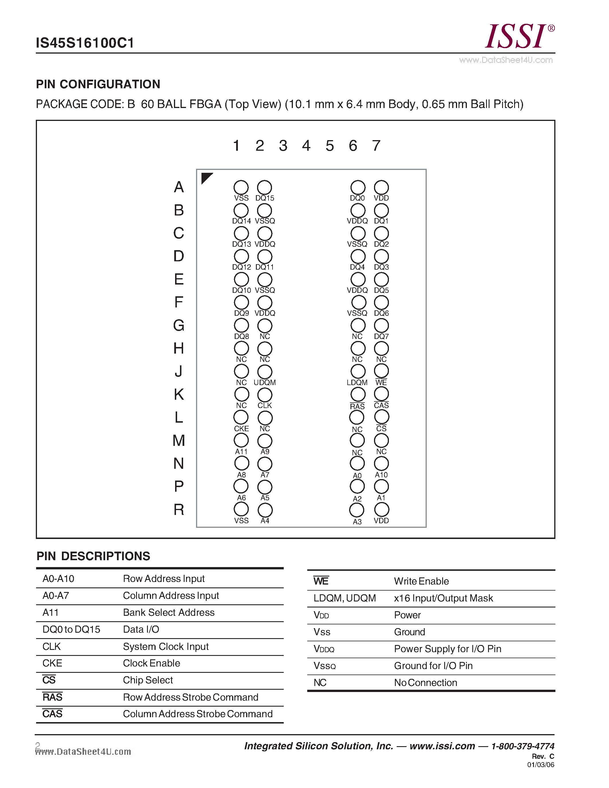 Даташит IS45S16100C1 - 512K Words x 16 Bits x 2 Banks (16-MBIT) SYNCHRONOUS DYNAMIC RAM страница 2