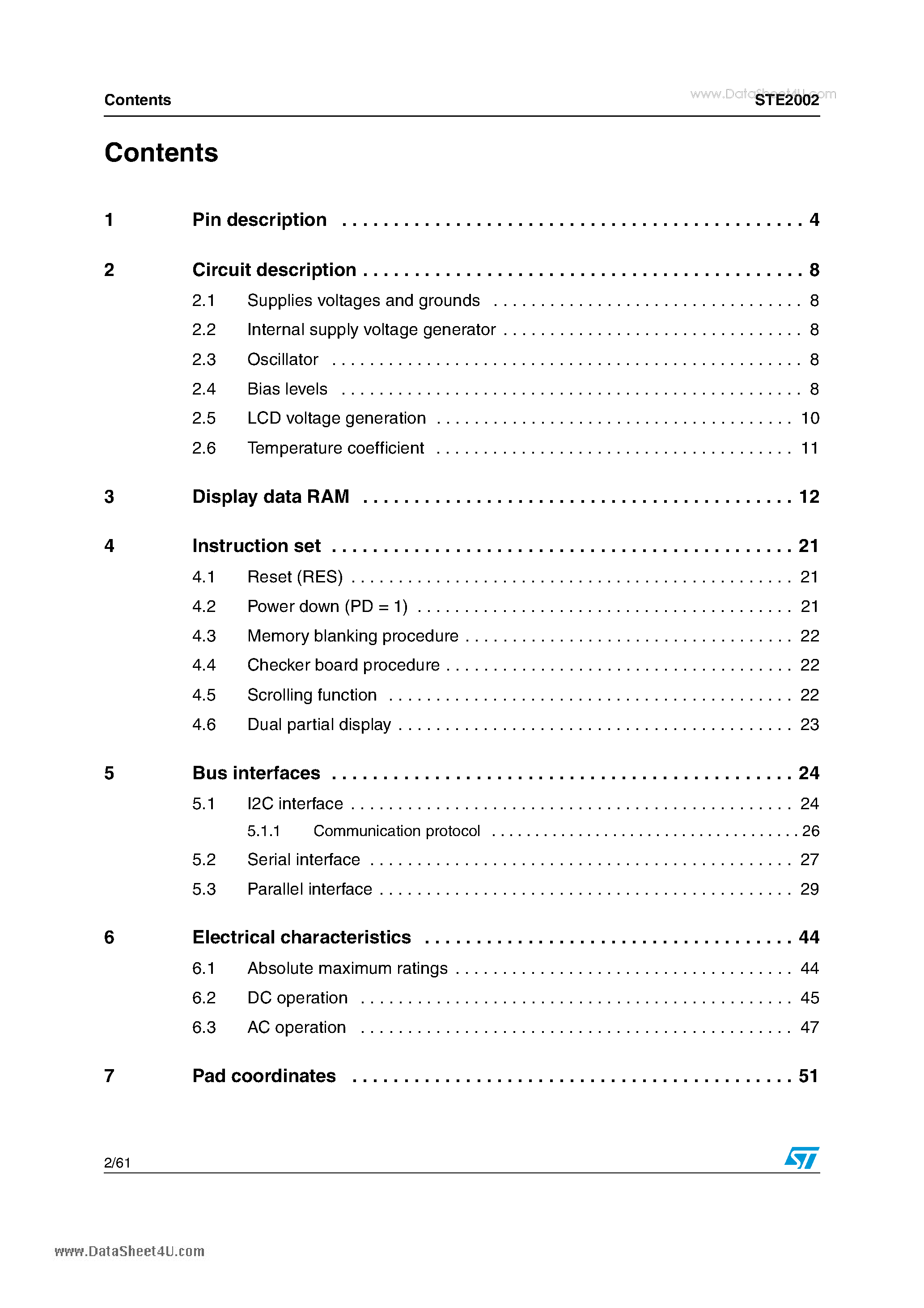 Datasheet STE2002 - 81 X 128 single-chip LCD controller/driver page 2