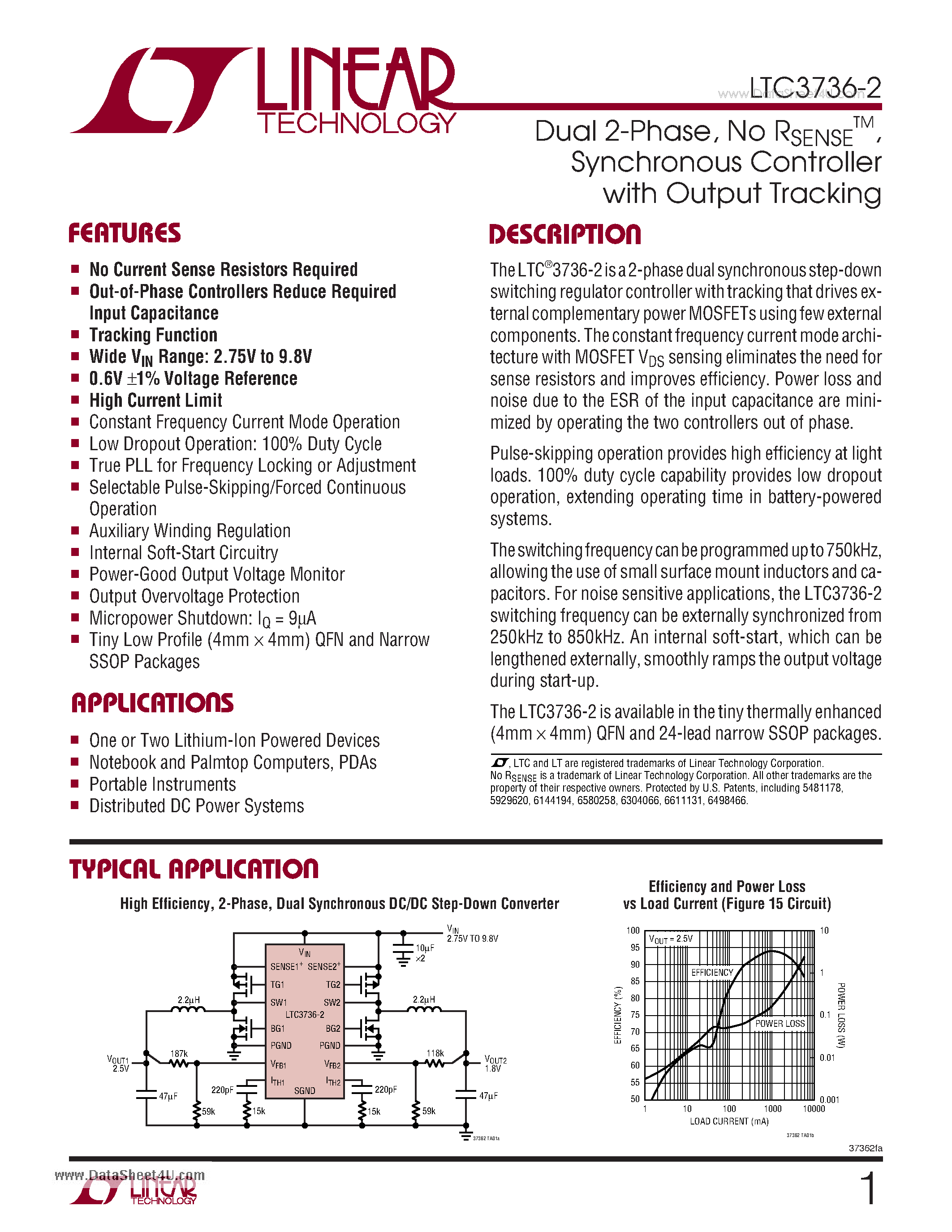 Datasheet LTC3736-2 - Synchronous Controller page 1