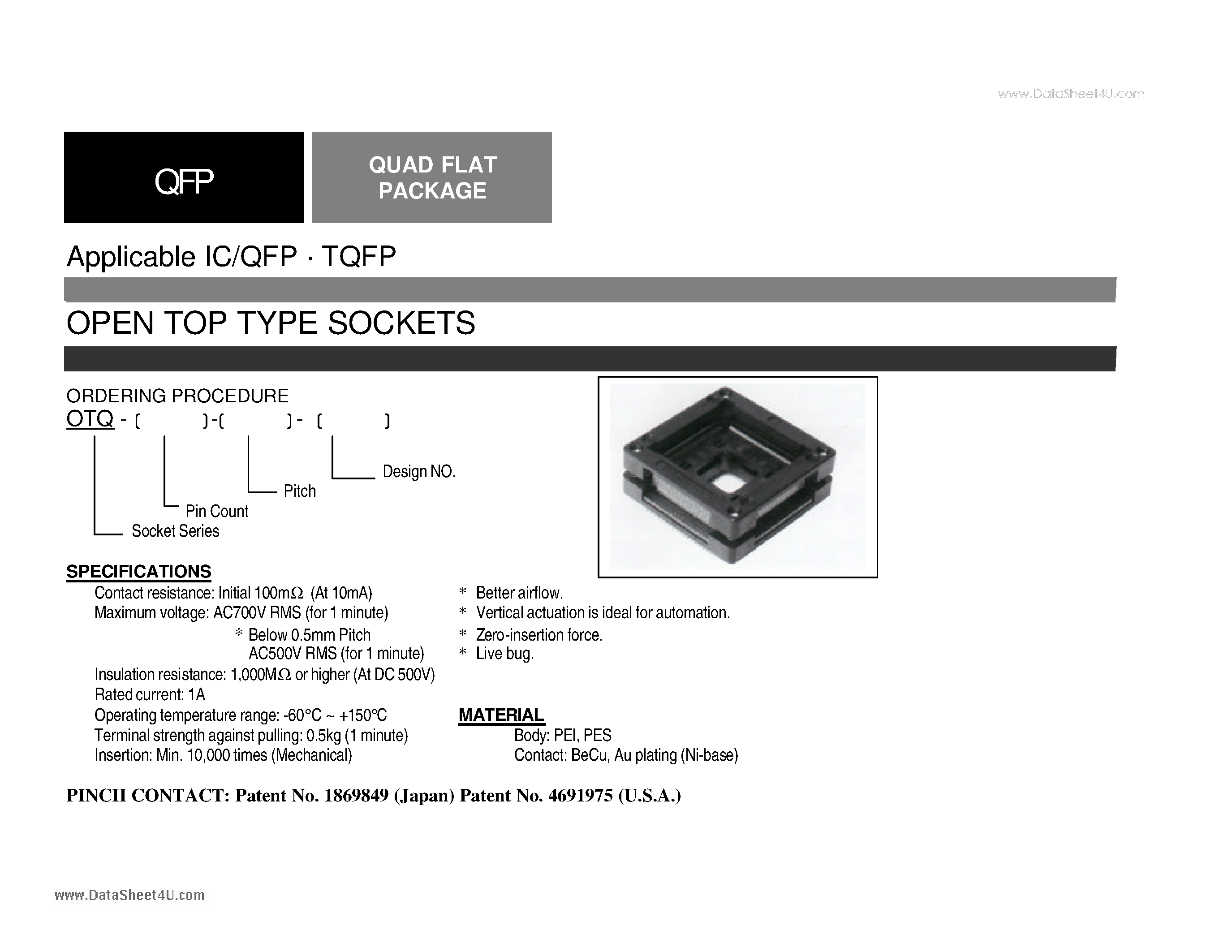 Datasheet OTQ page 1 Datasheet OTQ - OPEN TOP TYPE SOCKETS page 1