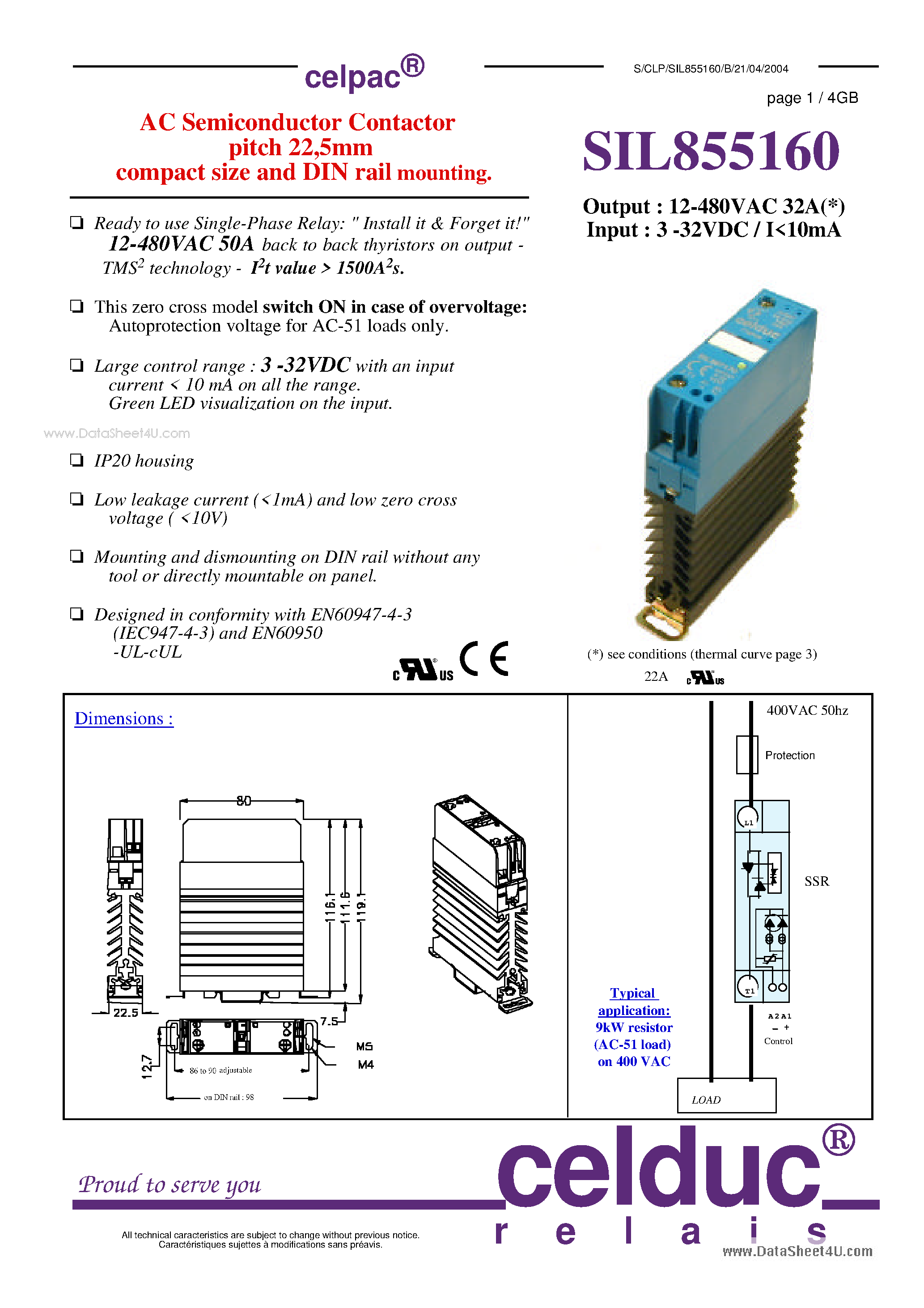 Datasheet SIL855160 - AC Semiconductor Contactor page 1