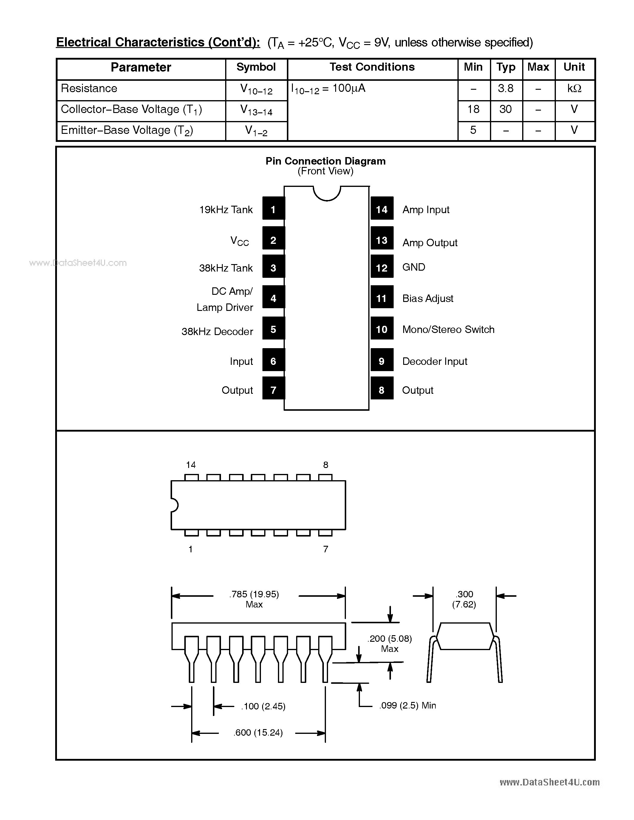 Даташит NTE1056 - Integrated Circuit FM Stereo Multiplex Demodulator страница 2
