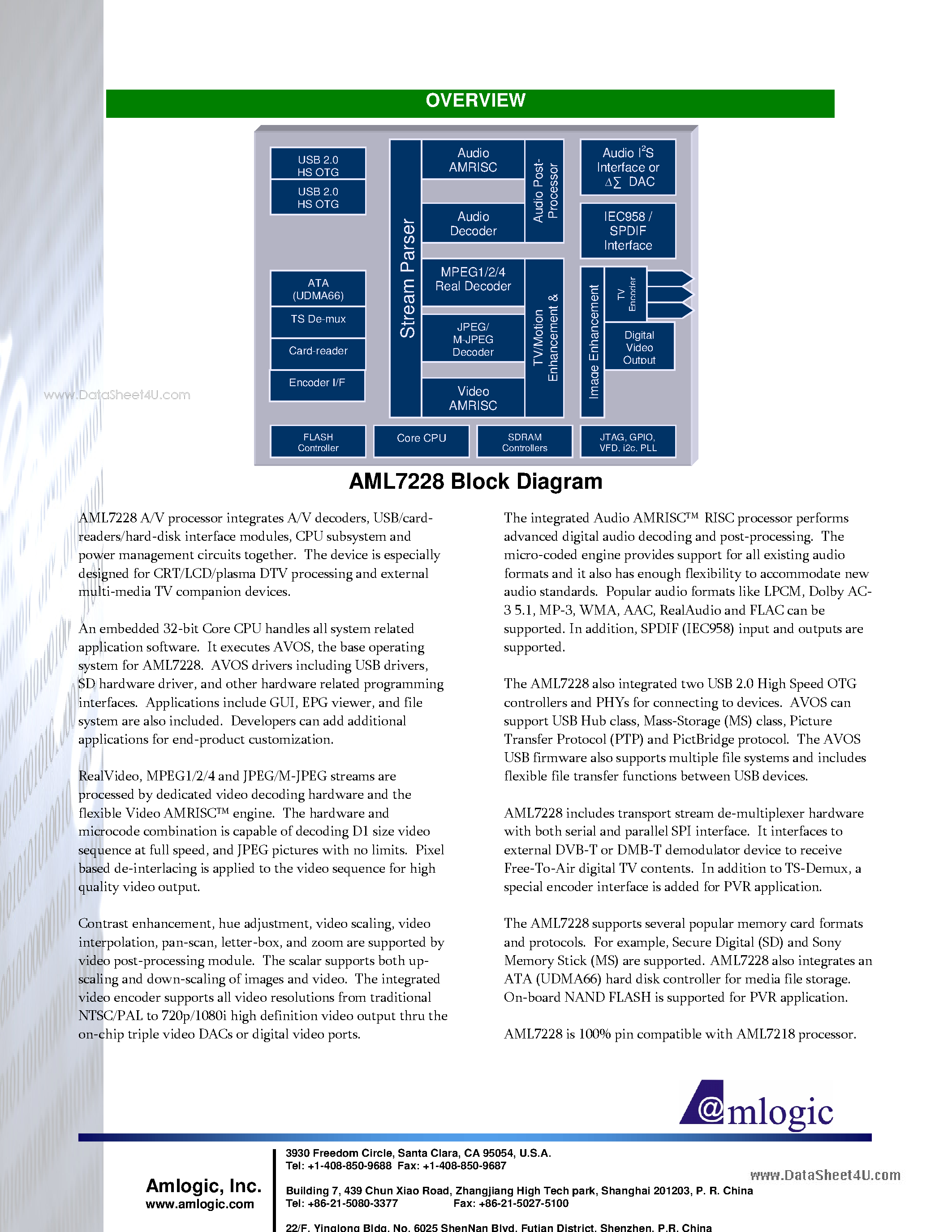 Datasheet AML7228 - ADVANCED AUDIO/VIDEO PROCESSOR page 2