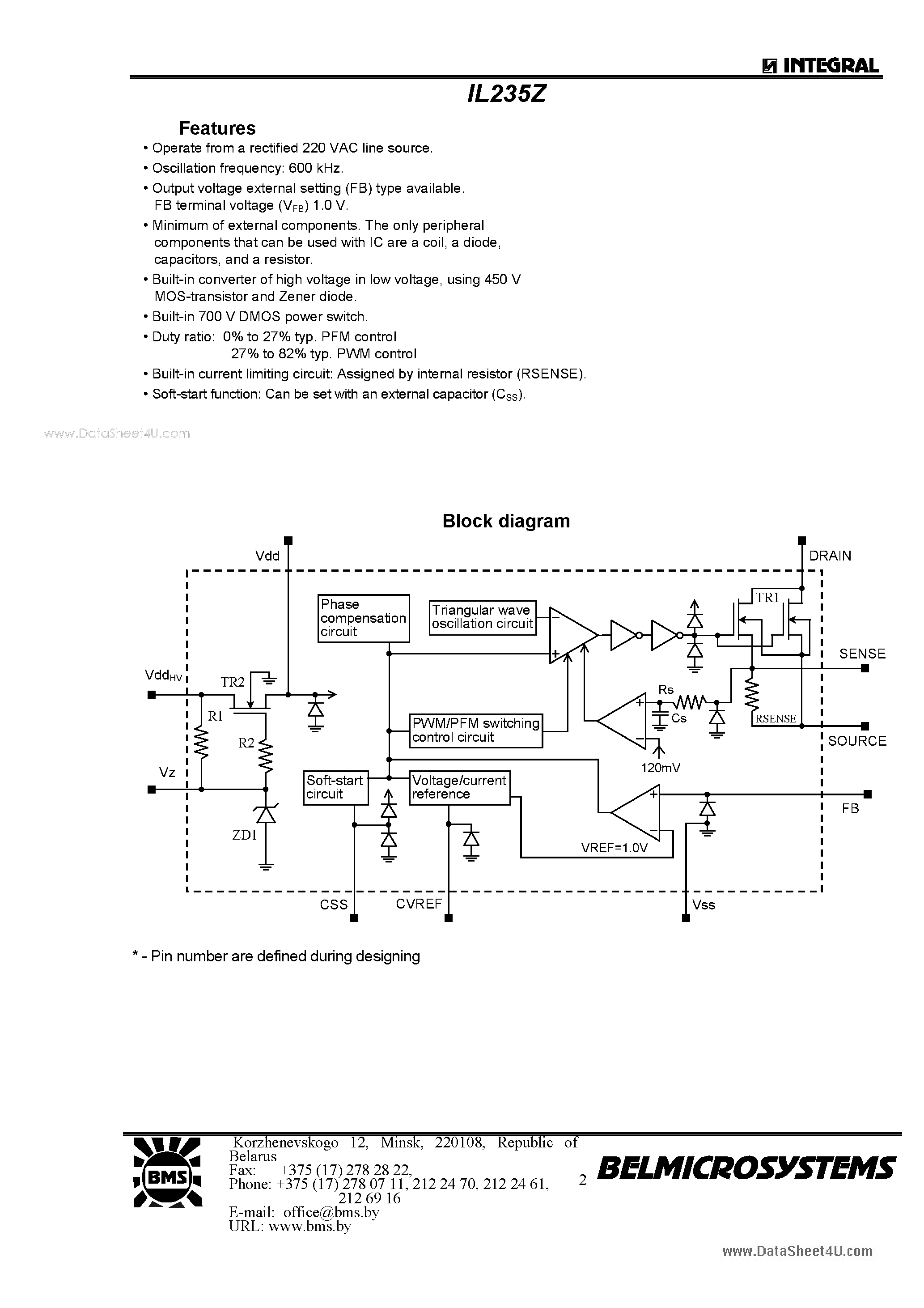 Даташит IL700D - HIGH VOLTAGE HIGH-FREQUENCY STEP-UP SWITCHING REGULATOR-CONTROLLER страница 2