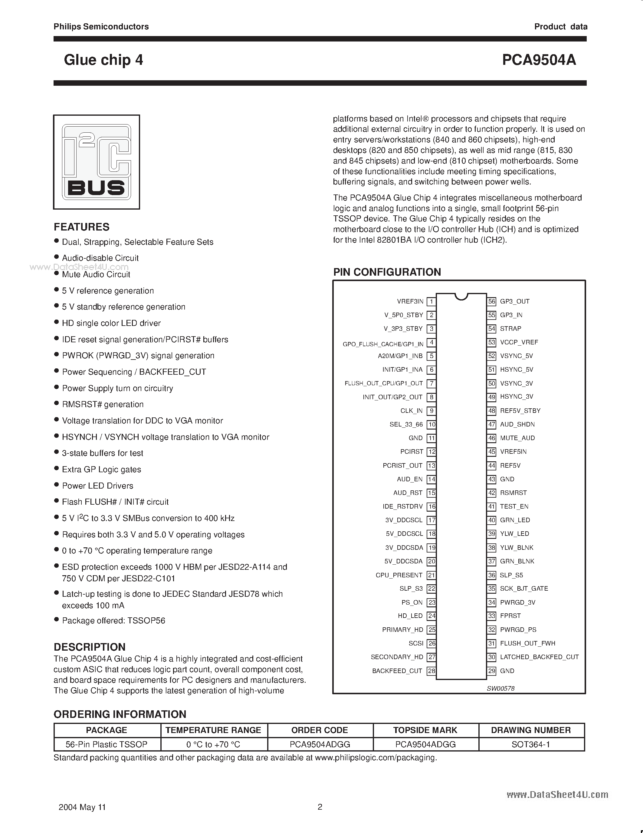 Datasheet PCA9504A - Glue chip 4 page 2