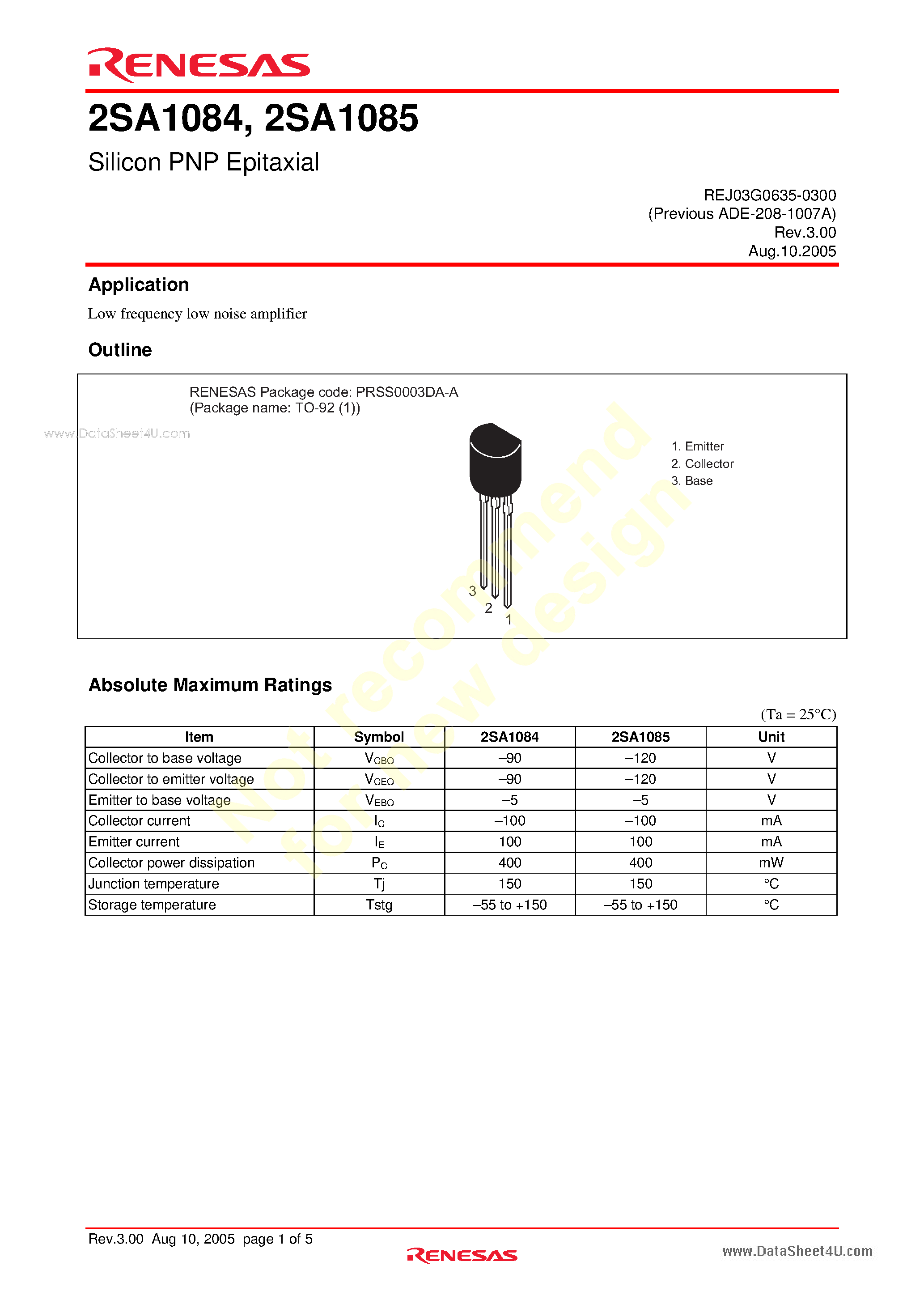 Datasheet A1084 page 1 Datasheet A1084 - Search -----> 2SA1084 page 1