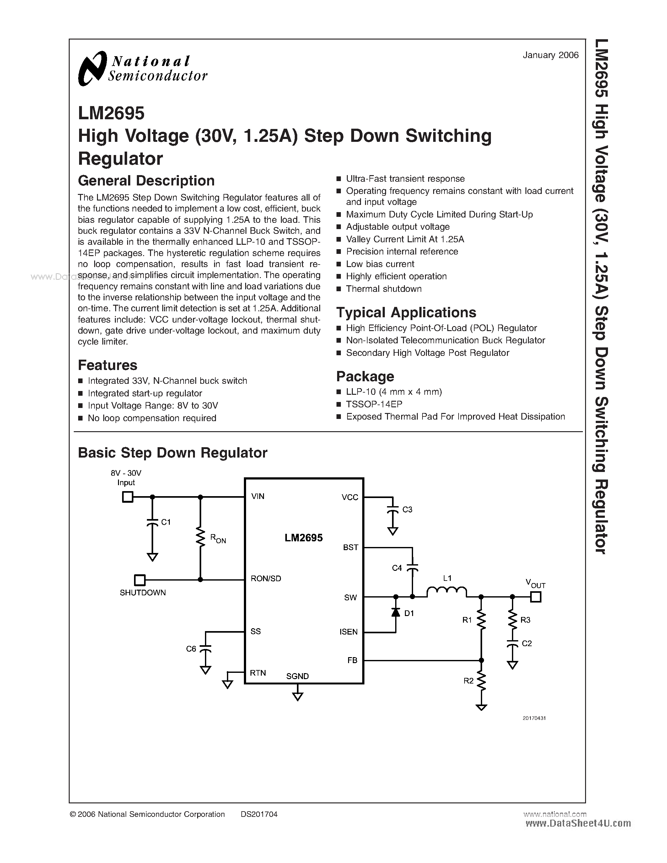 Datasheet LM2695 - High Voltage Step Down Switching Regulator page 1