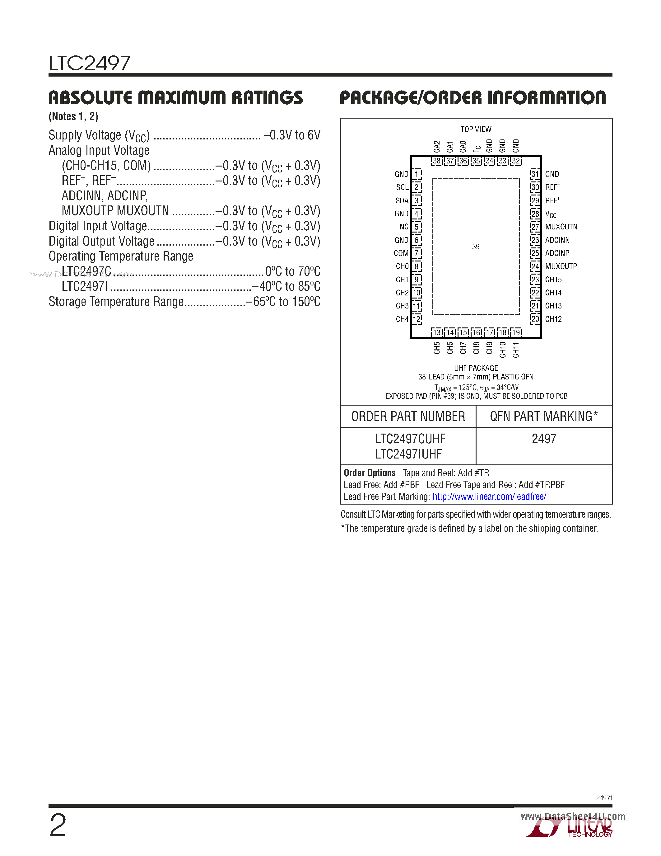 Datasheet LTC2497 - 16-Bit 8-/16-Channel ADC page 2