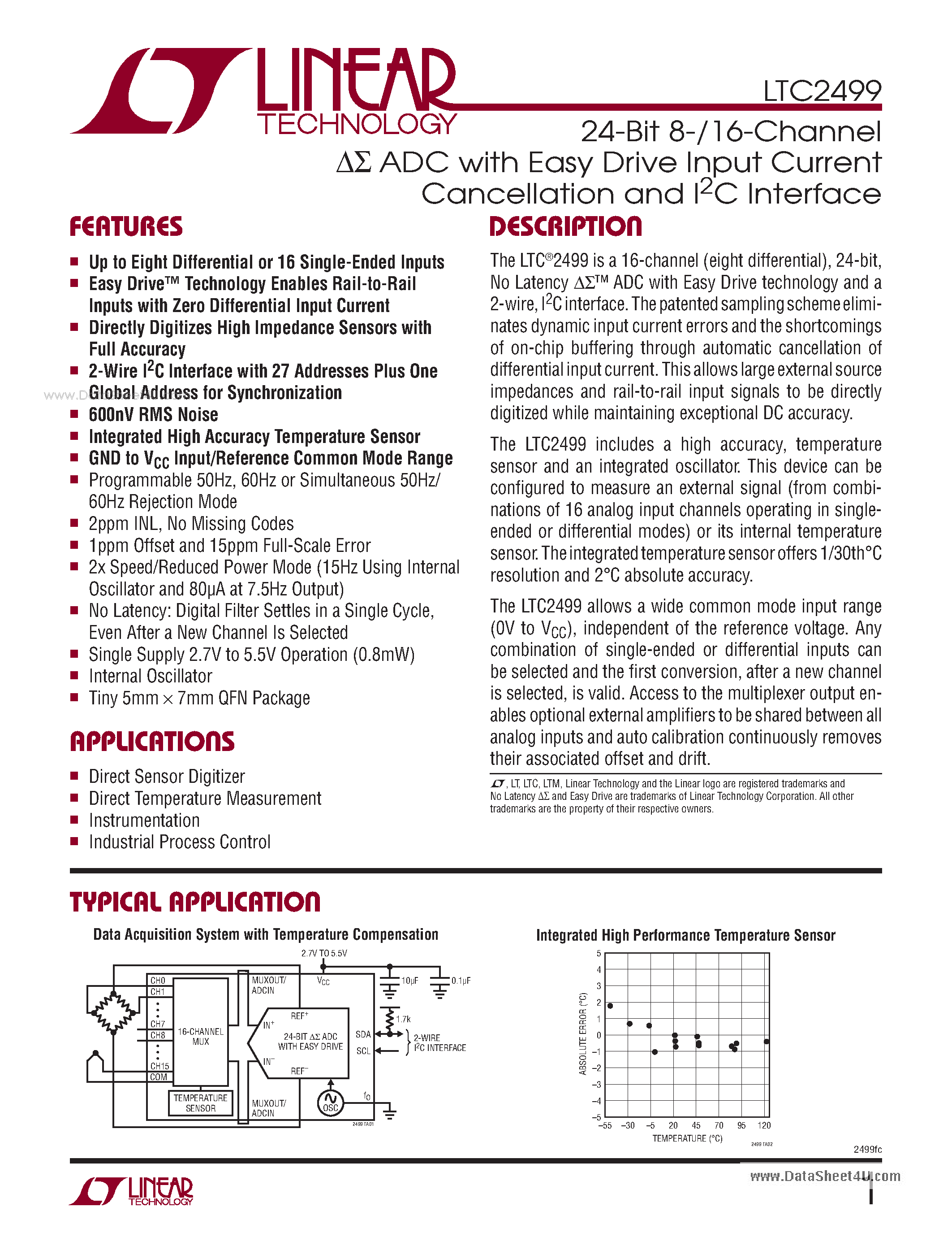 Datasheet LTC2499 - 24-Bit 8-/16-Channel ADC page 1