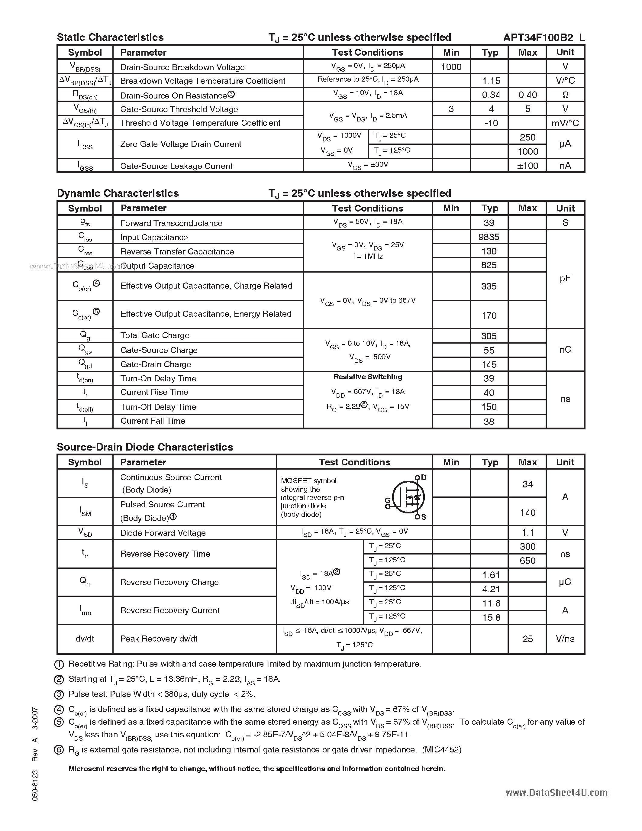 Datasheet APT34F100B2 - N-Channel FREDFET page 2